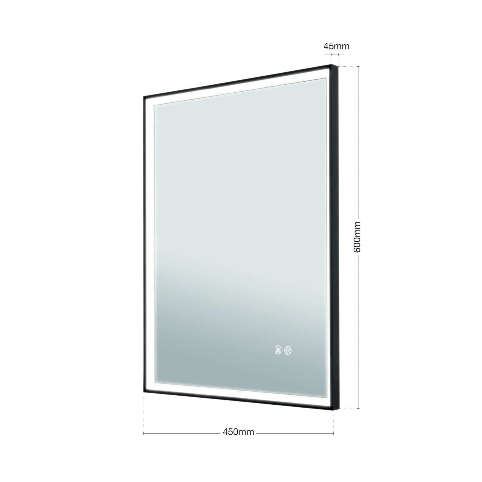 Ramme LED-speil, 45 x 60 cm, CCT, antidugg, dimbar