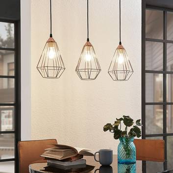 Elda pendant light with cages, linear, copper