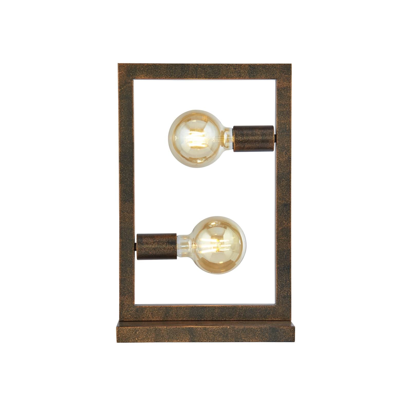 Oblong 2-flammige Tischlampe rustikales Braun