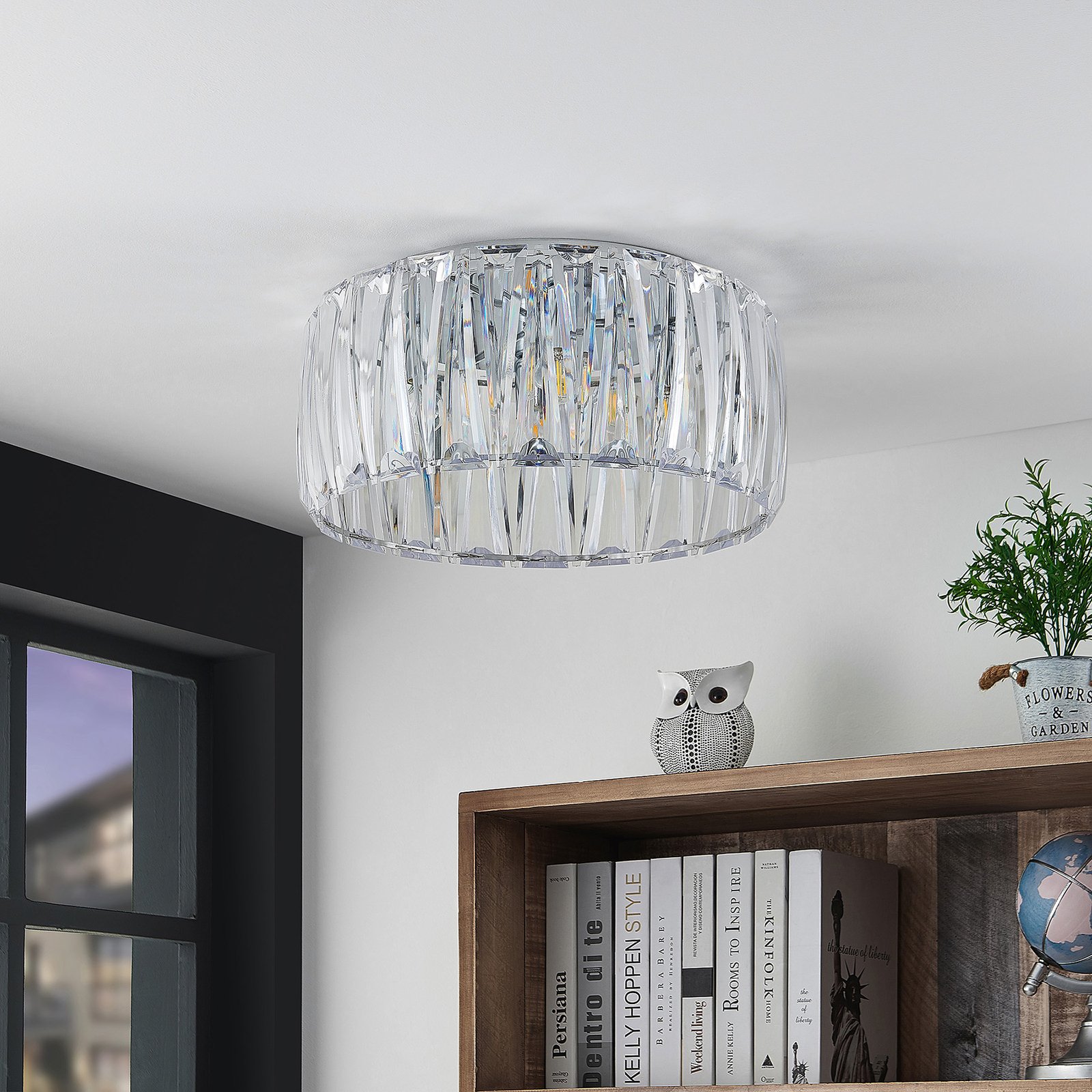 Lindby Sofia plafondlamp, transparant/chroom