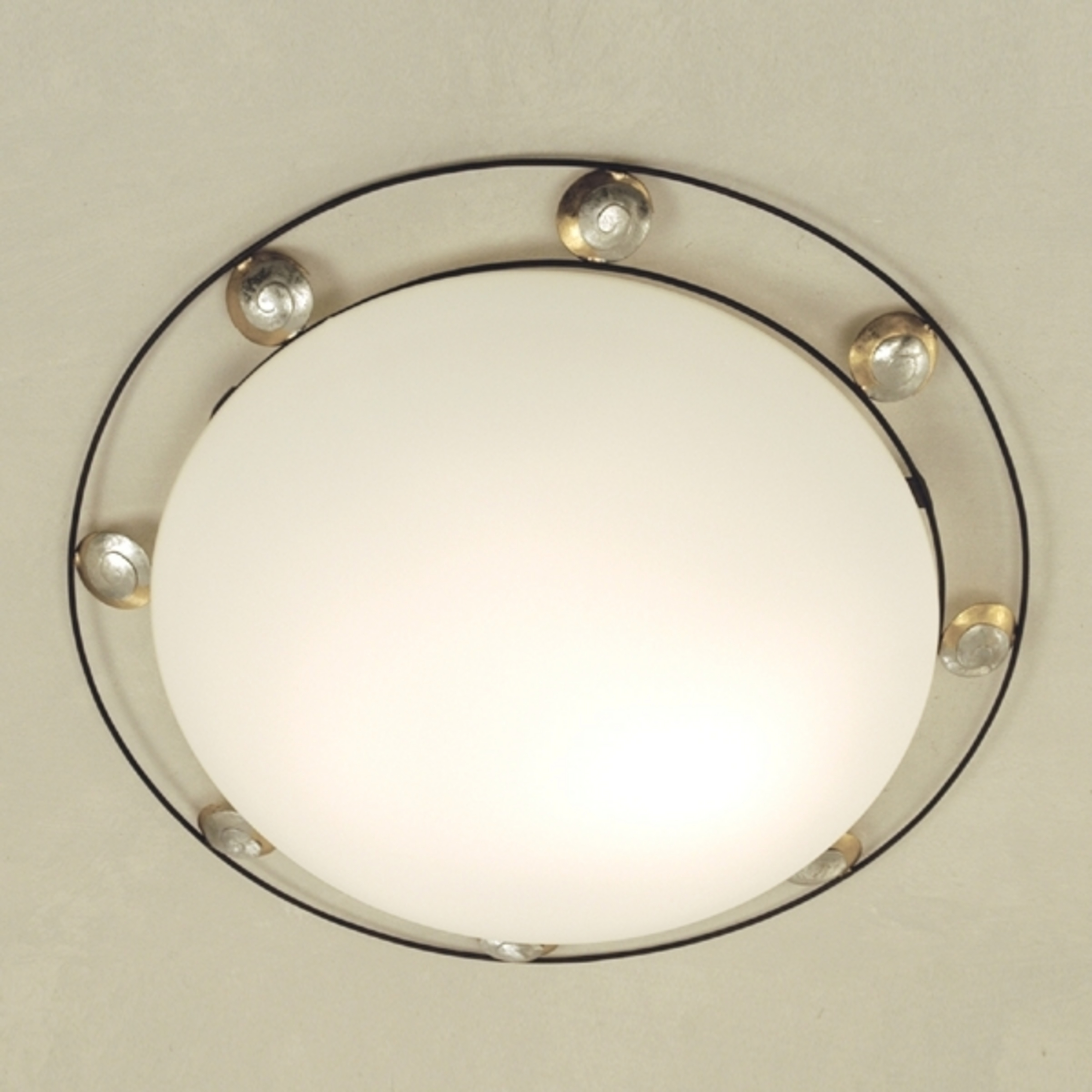 Fraterna loftlampe, glas, metal, Ø 52 cm