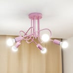 Oxford ceiling light, light pink, Ø 47 cm, metal, 5-bulb