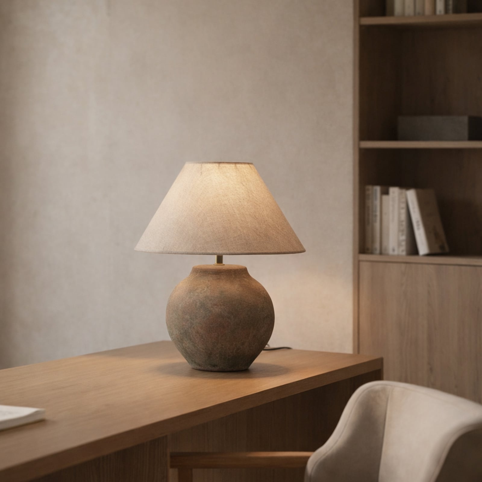 Lampa stołowa Lucande Thalorin, wysokość 39 cm, brązowa, ceramiczna