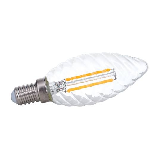 LED žárovka-svíčka E14 3W 2700K filament kroucená
