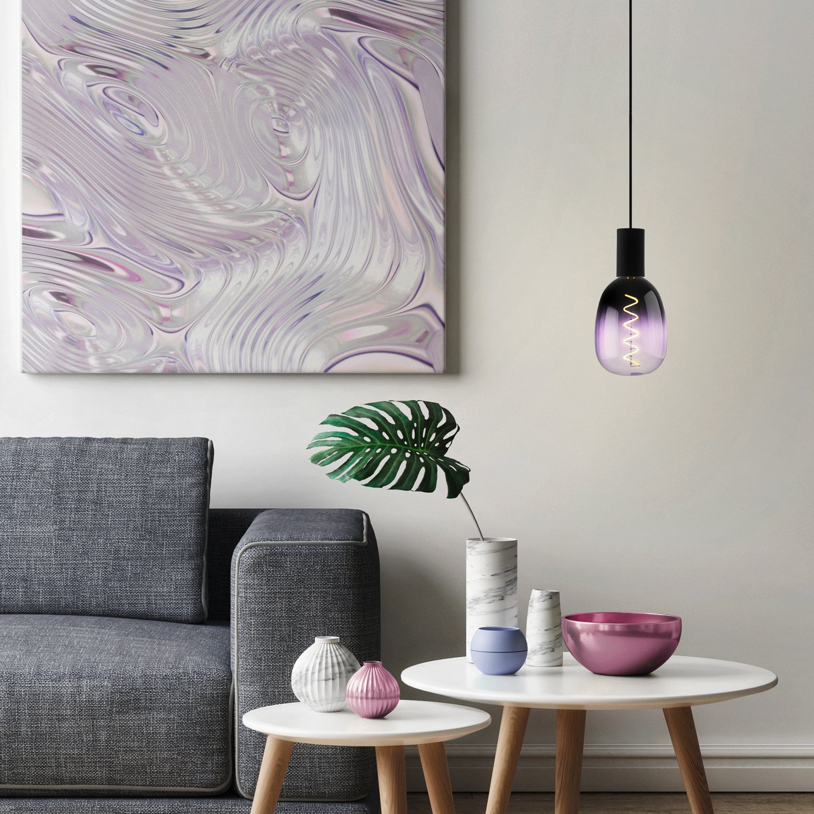 LED lamp E27 4W T120 1.800K Filament paars dimbaar