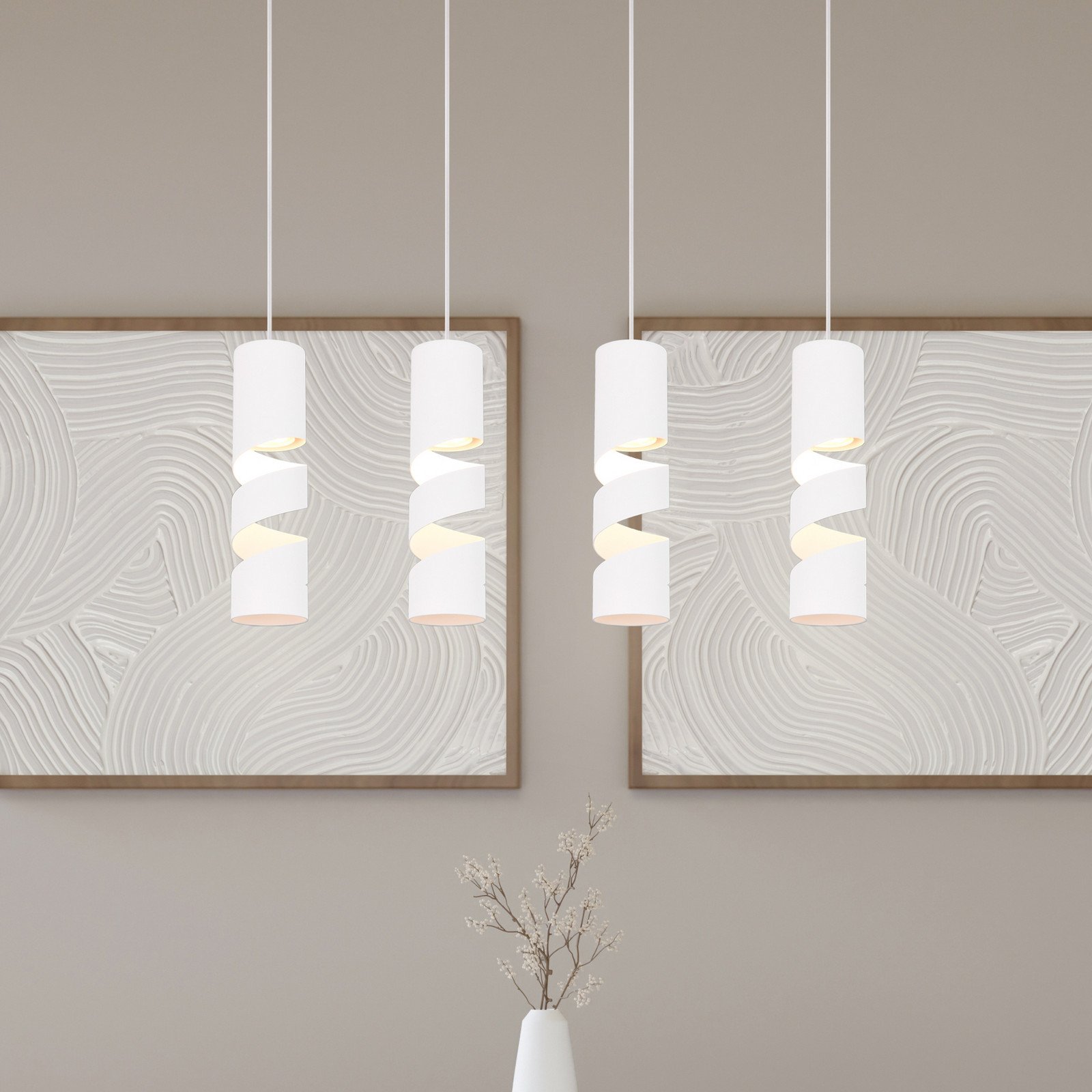 Trio Lighting Lampă suspendată Stream alb lungime 80 cm 4 becuri din metal GU10 - Camera de zi / sufragerie - modern