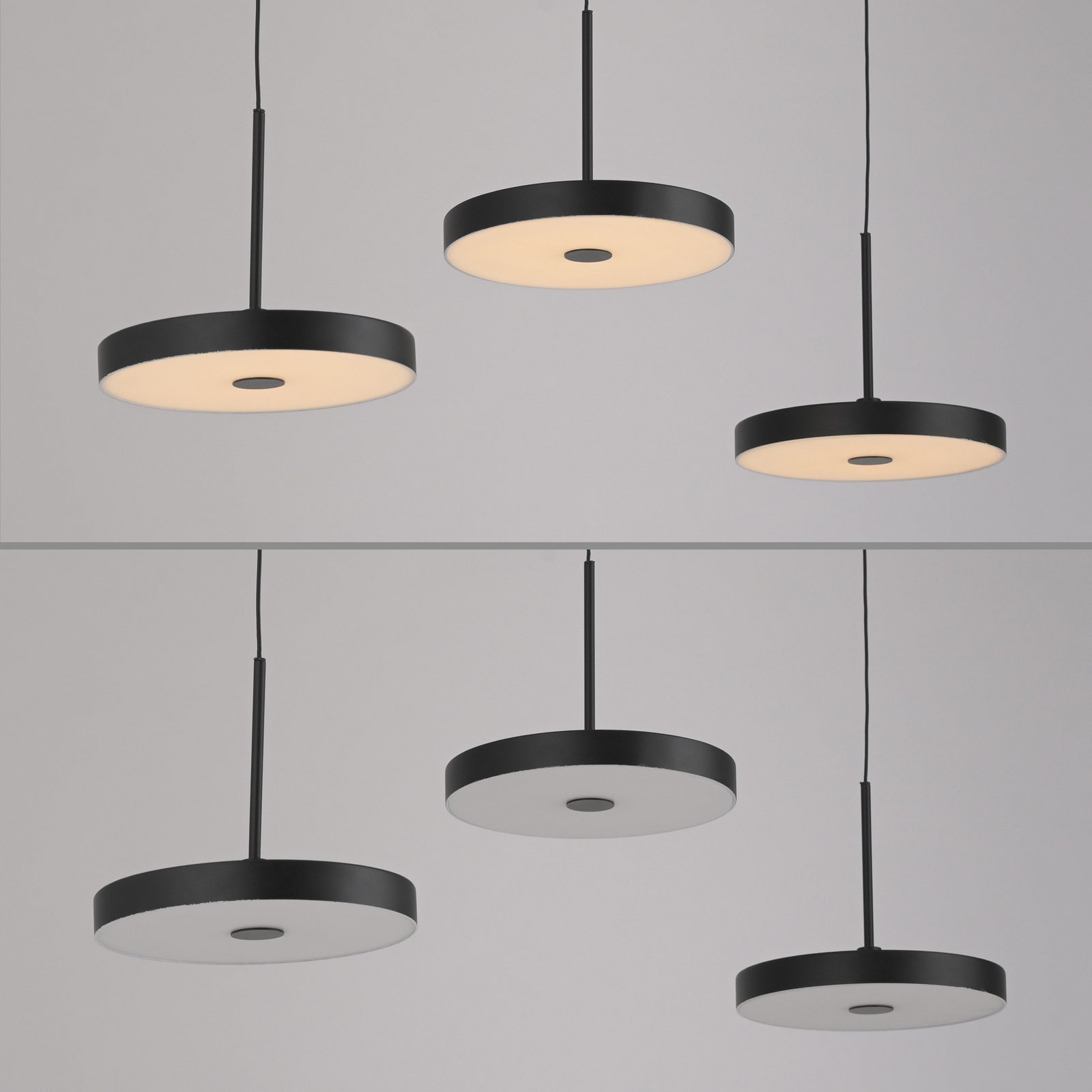 JUST LIGHT. LED-Hängeleuchte Plata, schwarz, 3-fl., 3.000 K