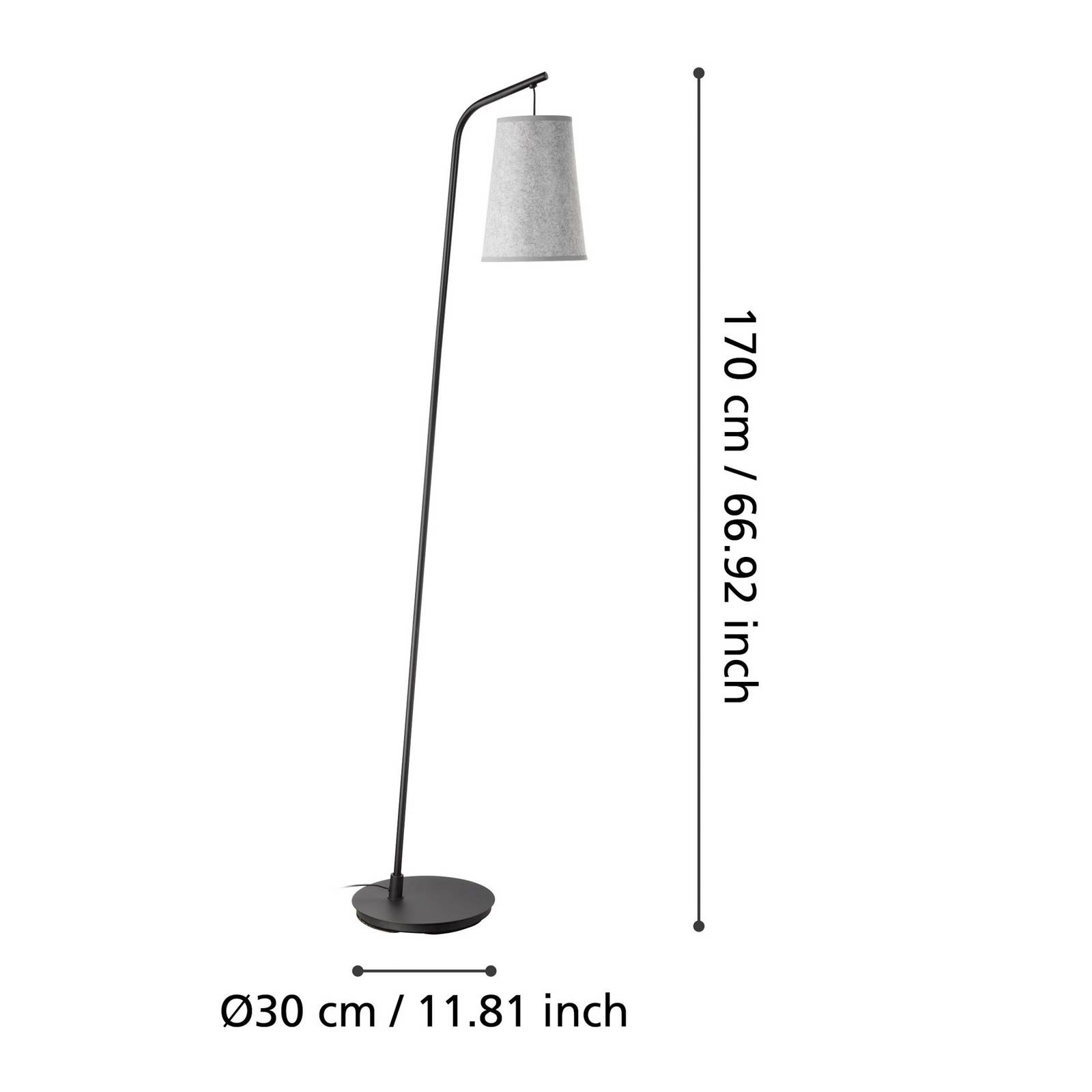 Lampa stojąca Alsager z filcowym kloszem