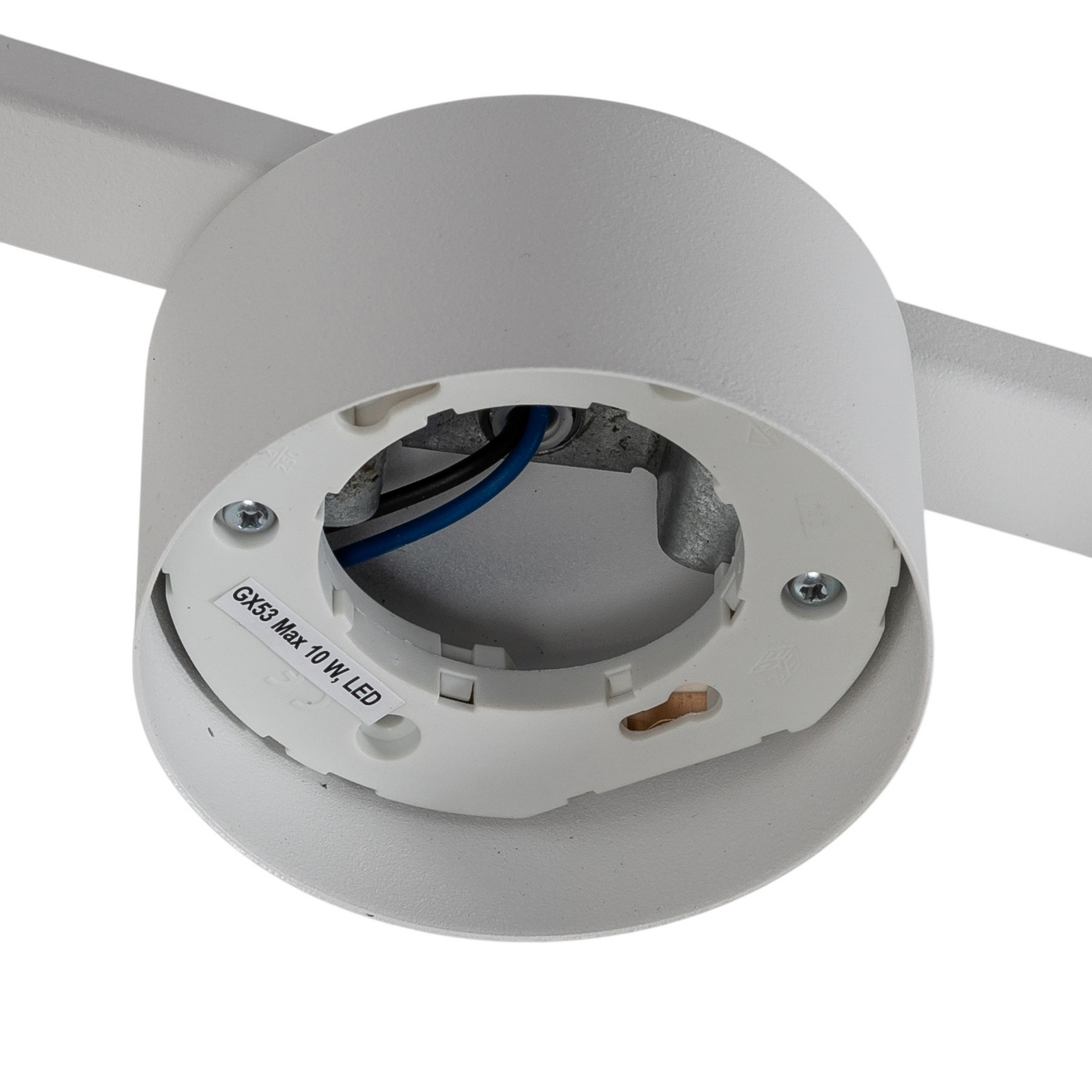 Fragment ceiling lamp, white, length 86 cm, metal, 4-bulb.