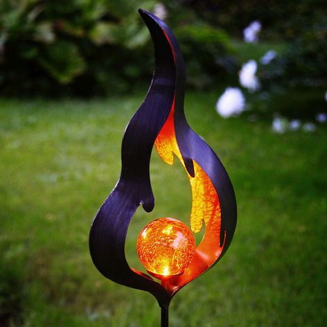 Solar-Erdspießleuchte Melilla Flamme mit LED