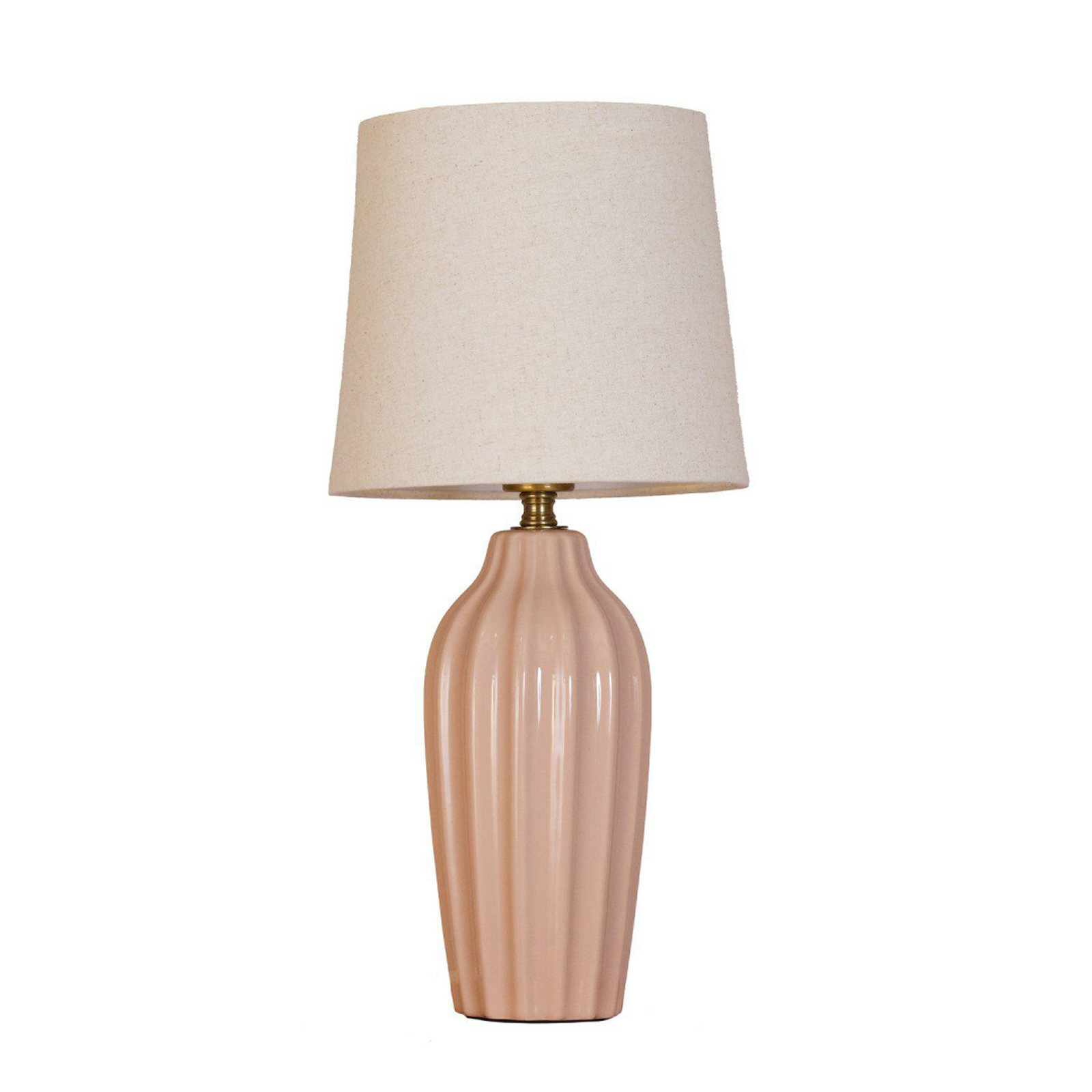 Lampa stołowa Lyon, różowo-beżowa, wysokość 39 cm, ceramika/len