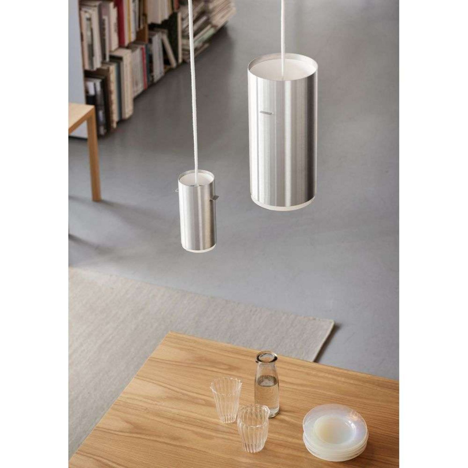 Tube Pendant Small Brushed Aluminium - Moebe