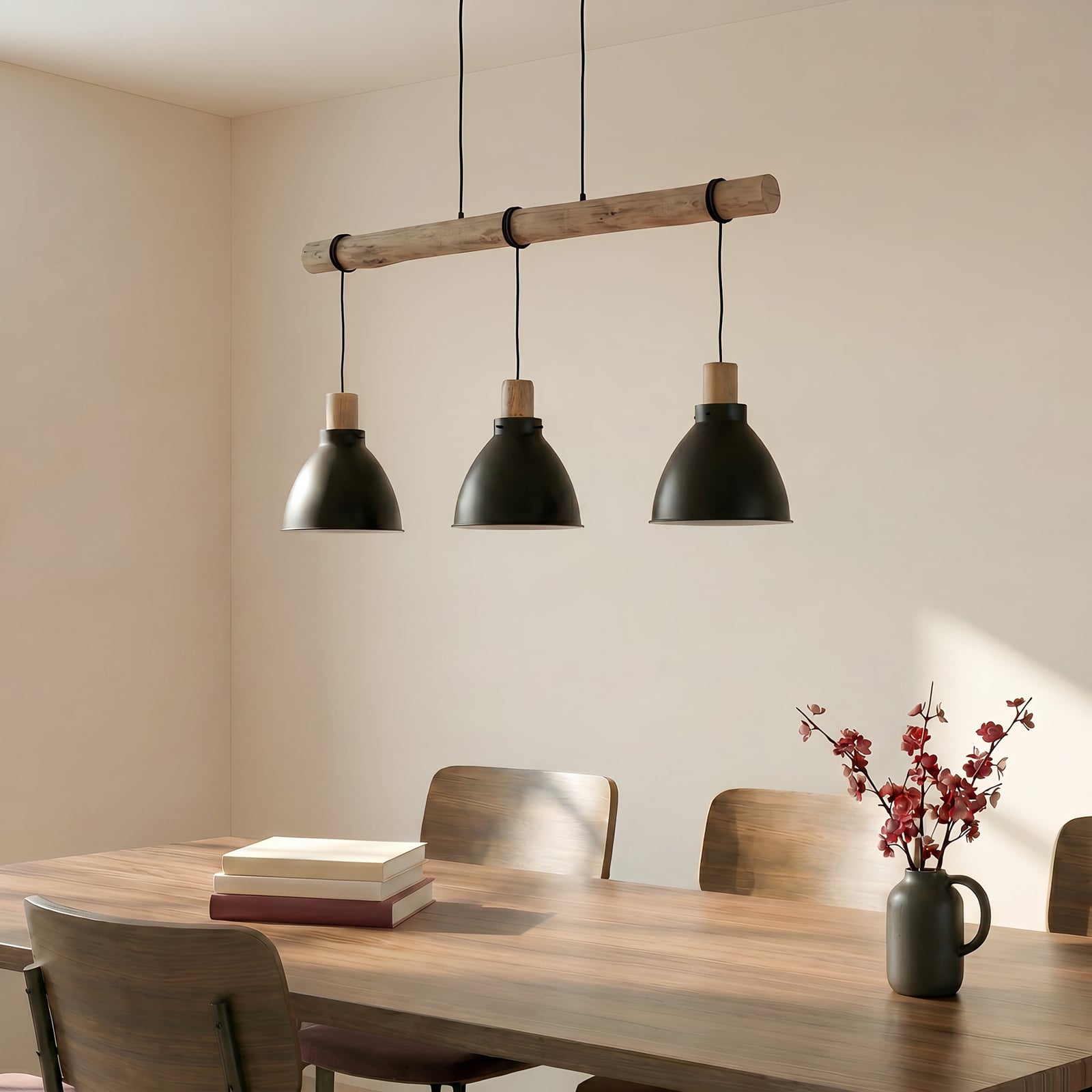 Trebale 3 Pendel Black/Wood - Lindby