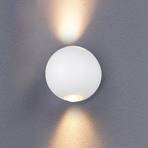 LED kültéri fali lámpa Avisio, matt fehér, 2-lámpás, félköríves