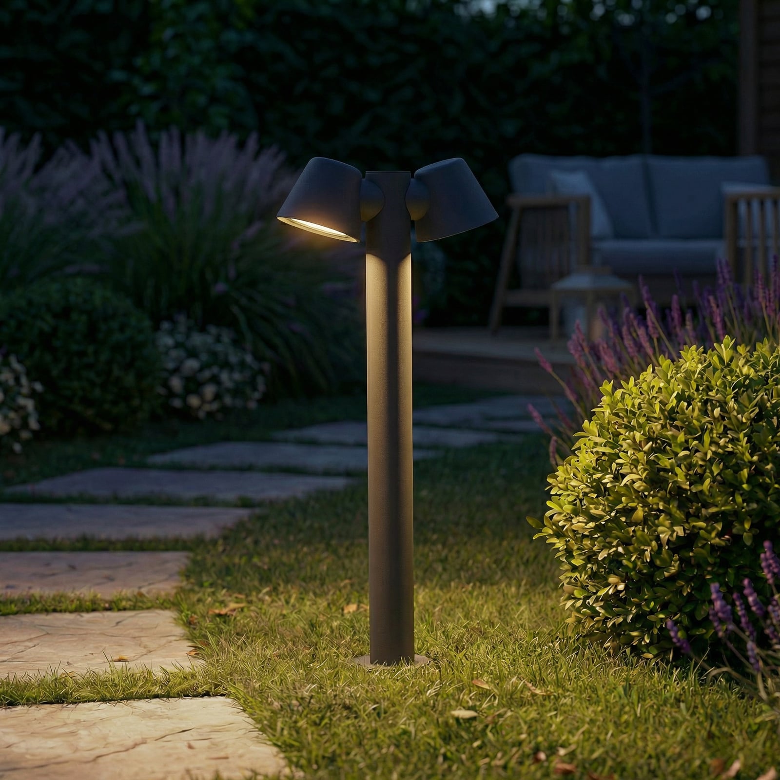 Ileyna Wegeleuchte, 2-flammig, anthrazit, 100 cm - Lindby