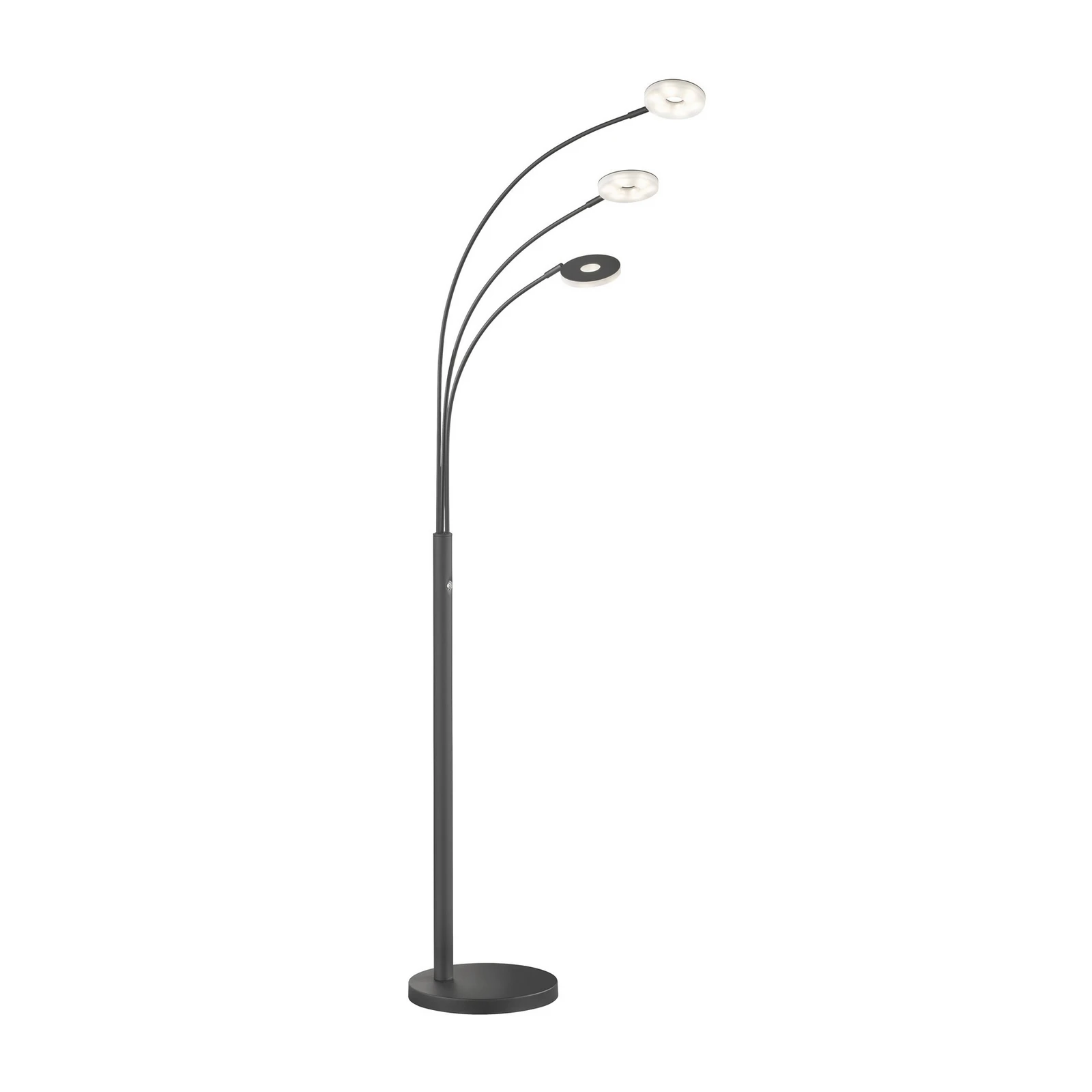 LED stojací lampa Dent, černá, 185 cm, kov, CCT, 3 světla.