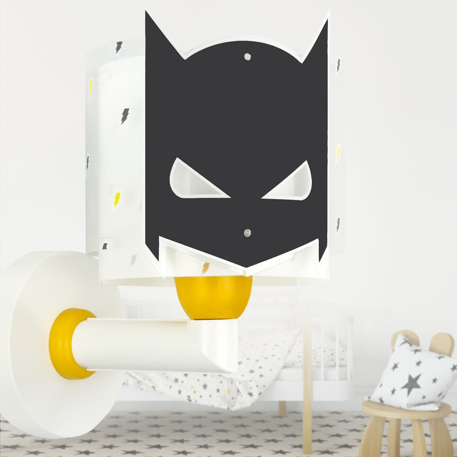 Aplique de pared Dalber Dark Hero con enchufe, blanco/negro