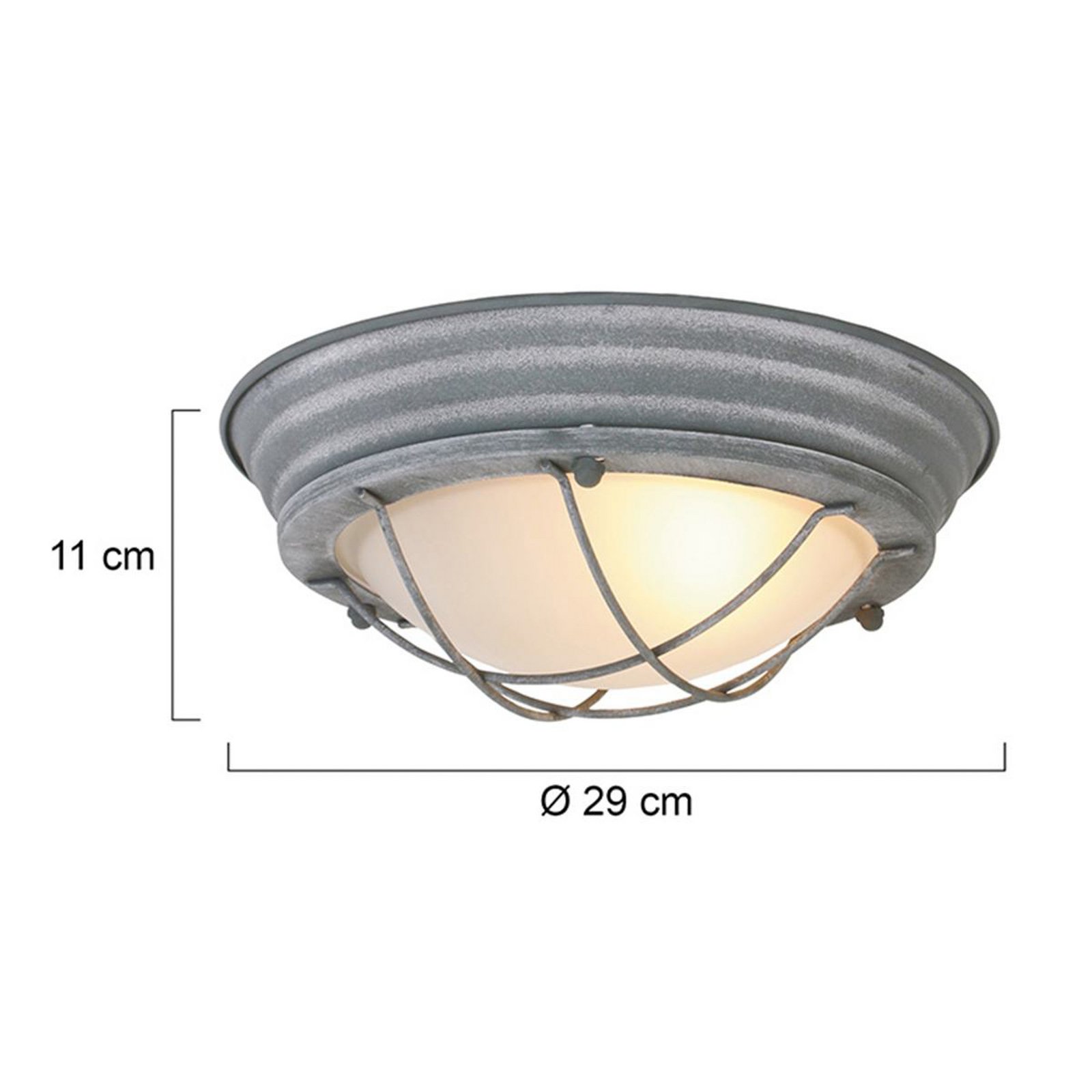 Deckenleuchte Lisanne, grau, Ø 29 cm, Metall, Glas, E27