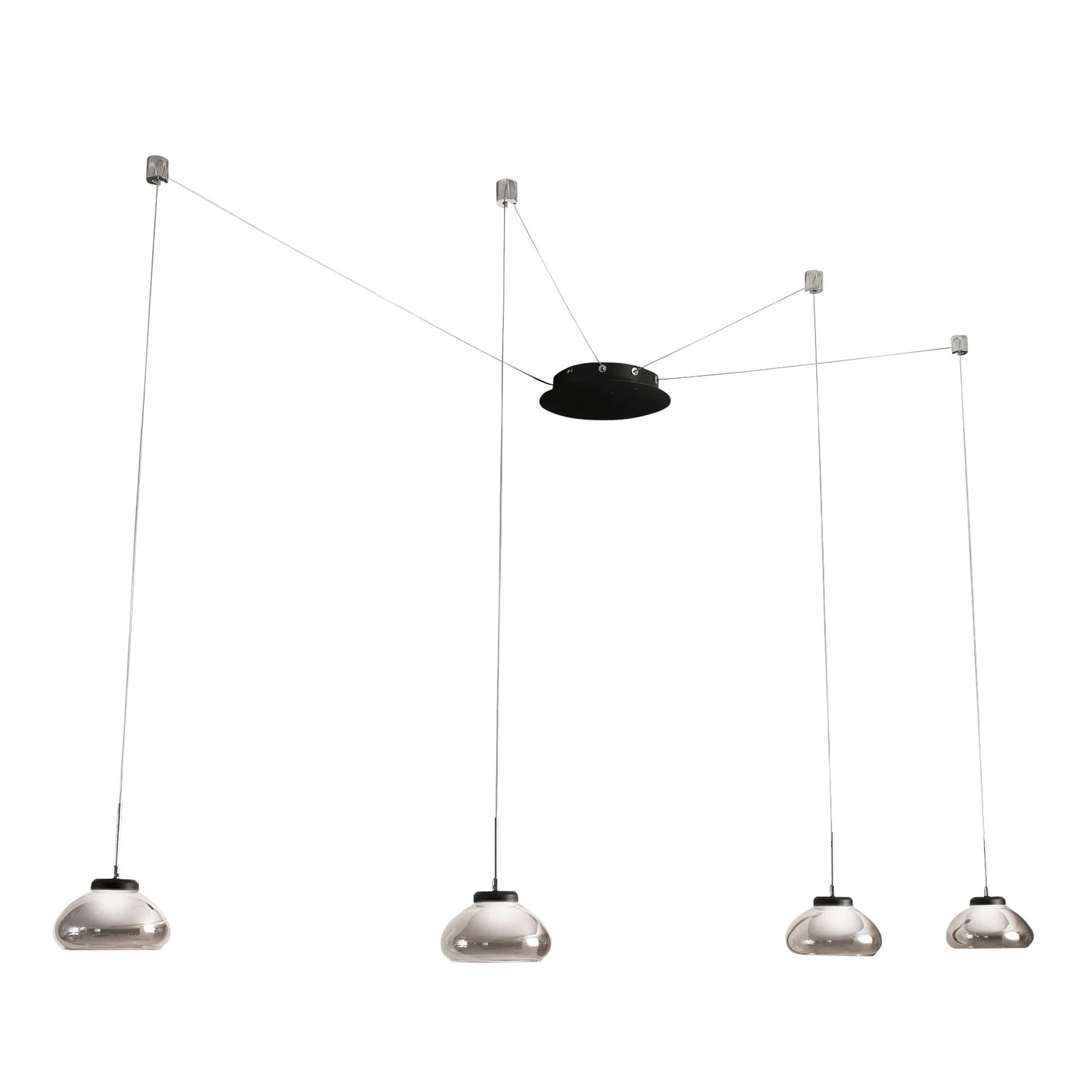 Arabella LED κρεμαστό φωτιστικό, 4 fl, μαύρο/γκρι/καθαρό