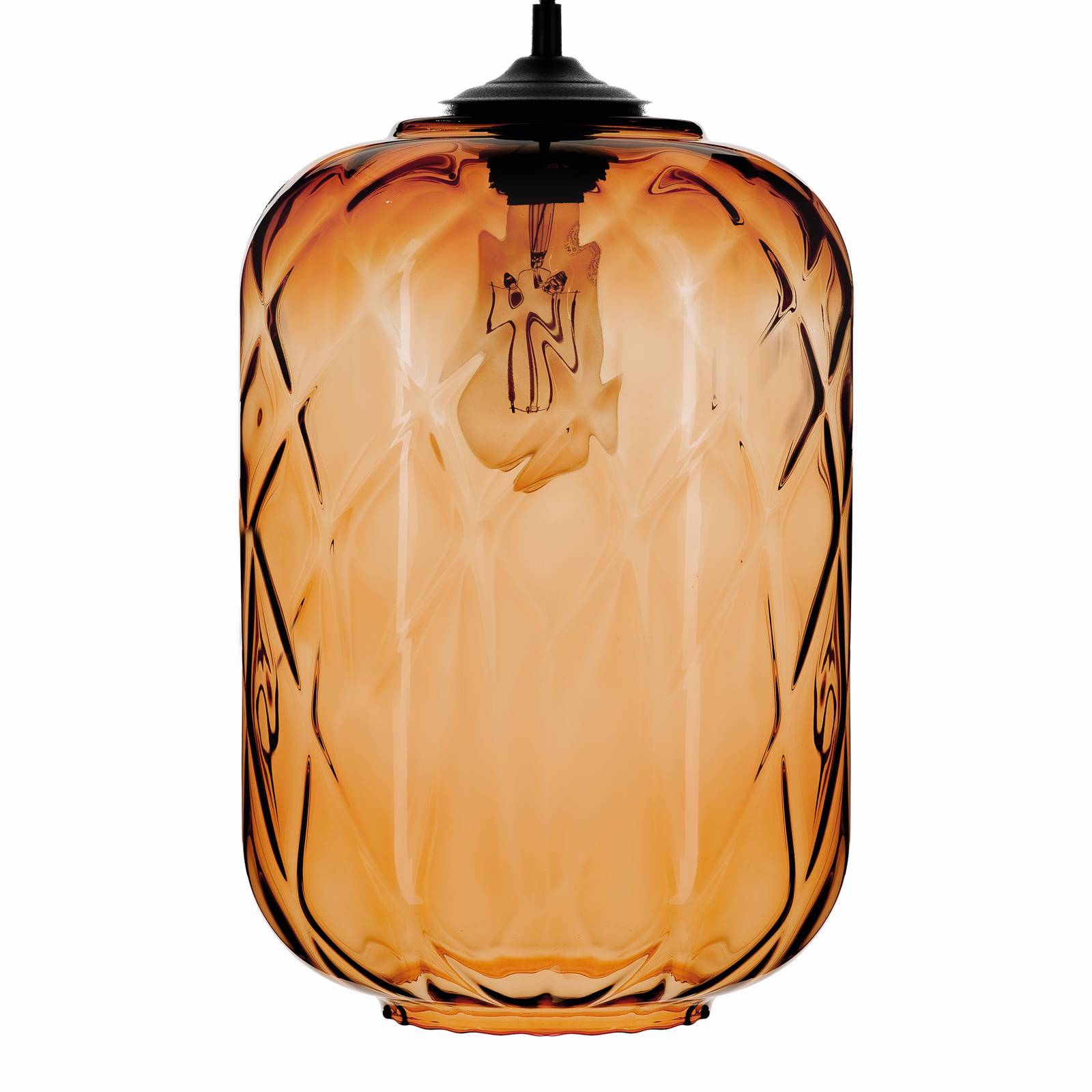 Függő lámpa Tezeusz üveg ernyővel borostyán Ø 24cm