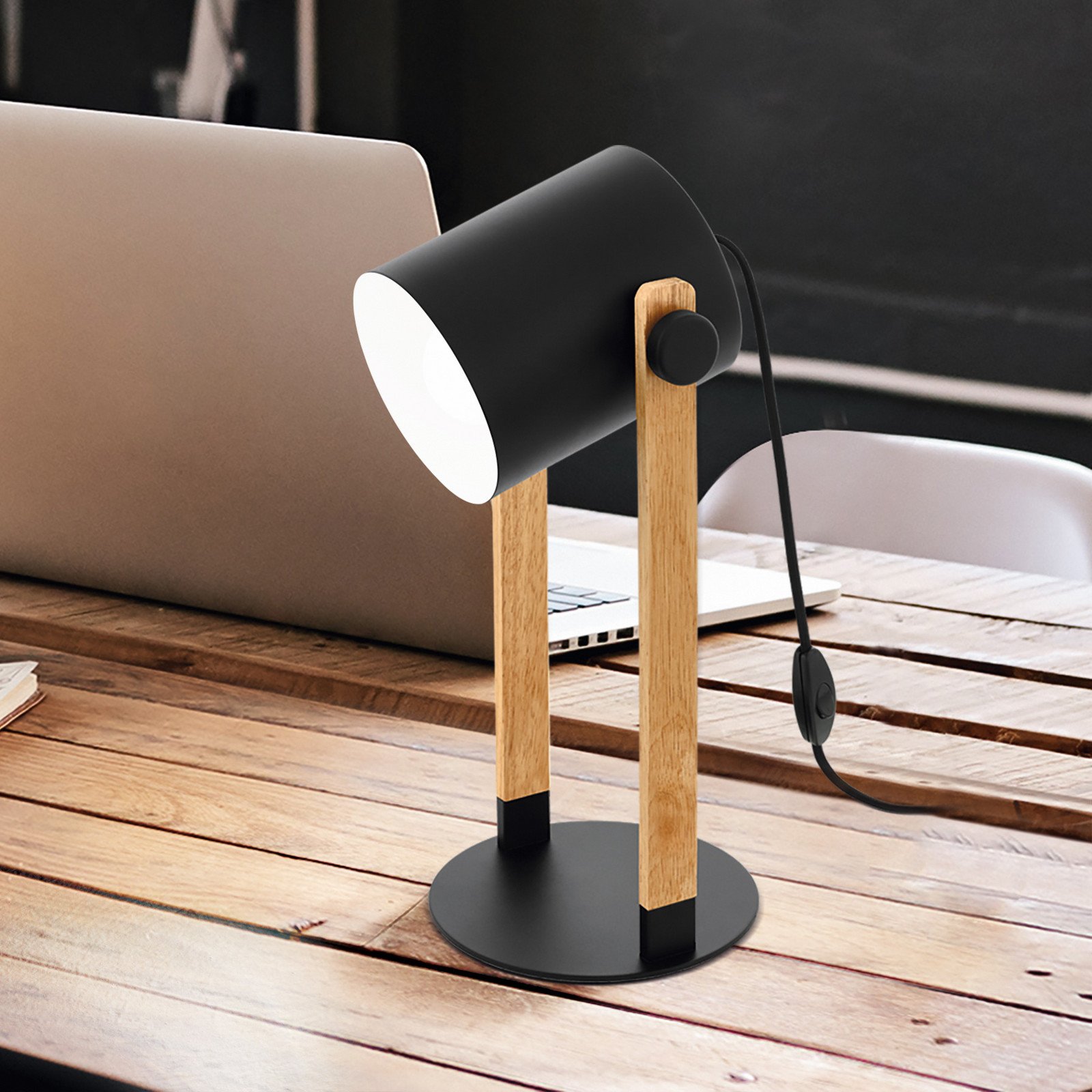 Lampă de masă Hornwood înălțime 42 cm negru/maro oțel