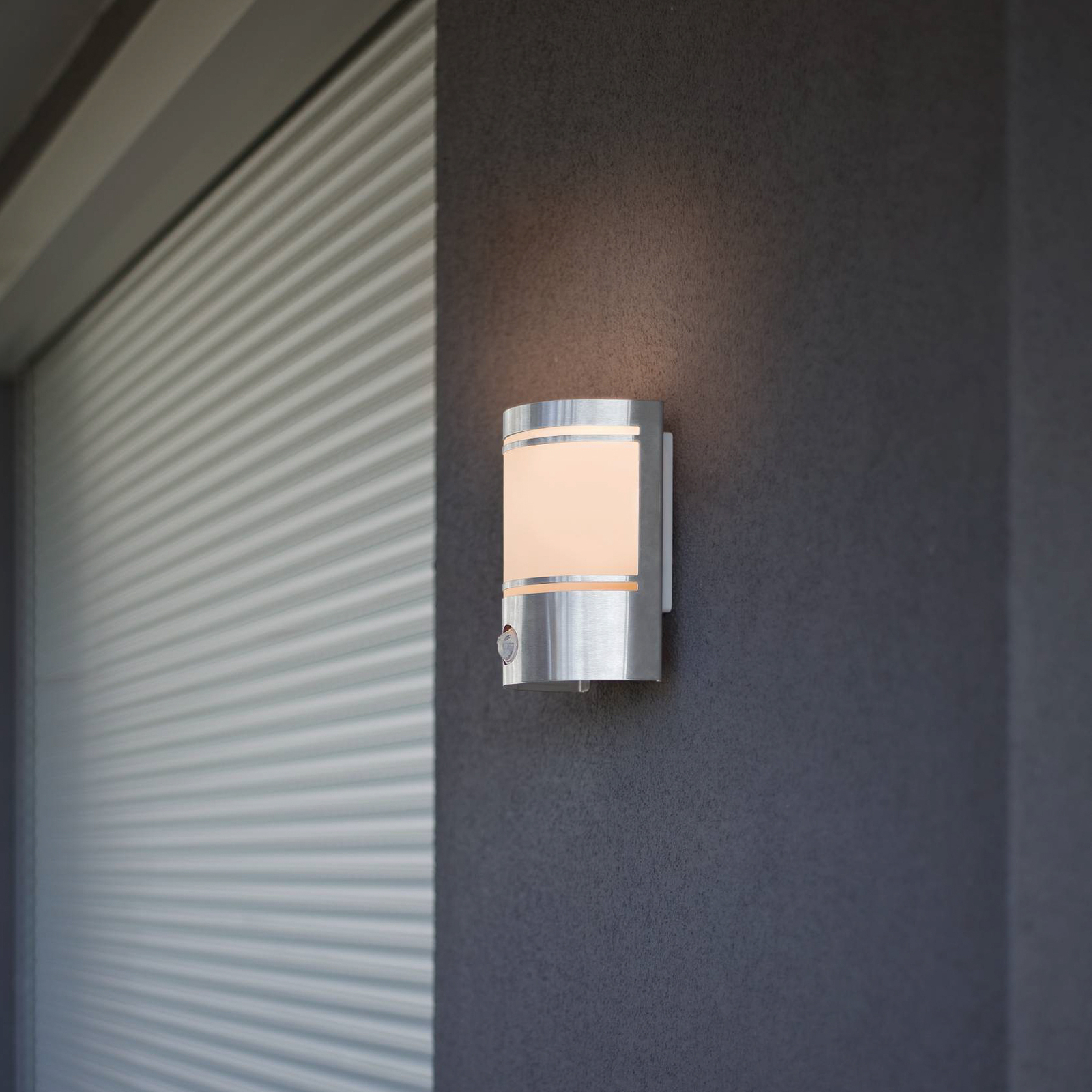 Cerno outdoor wall lamp, sensor, stainless steel