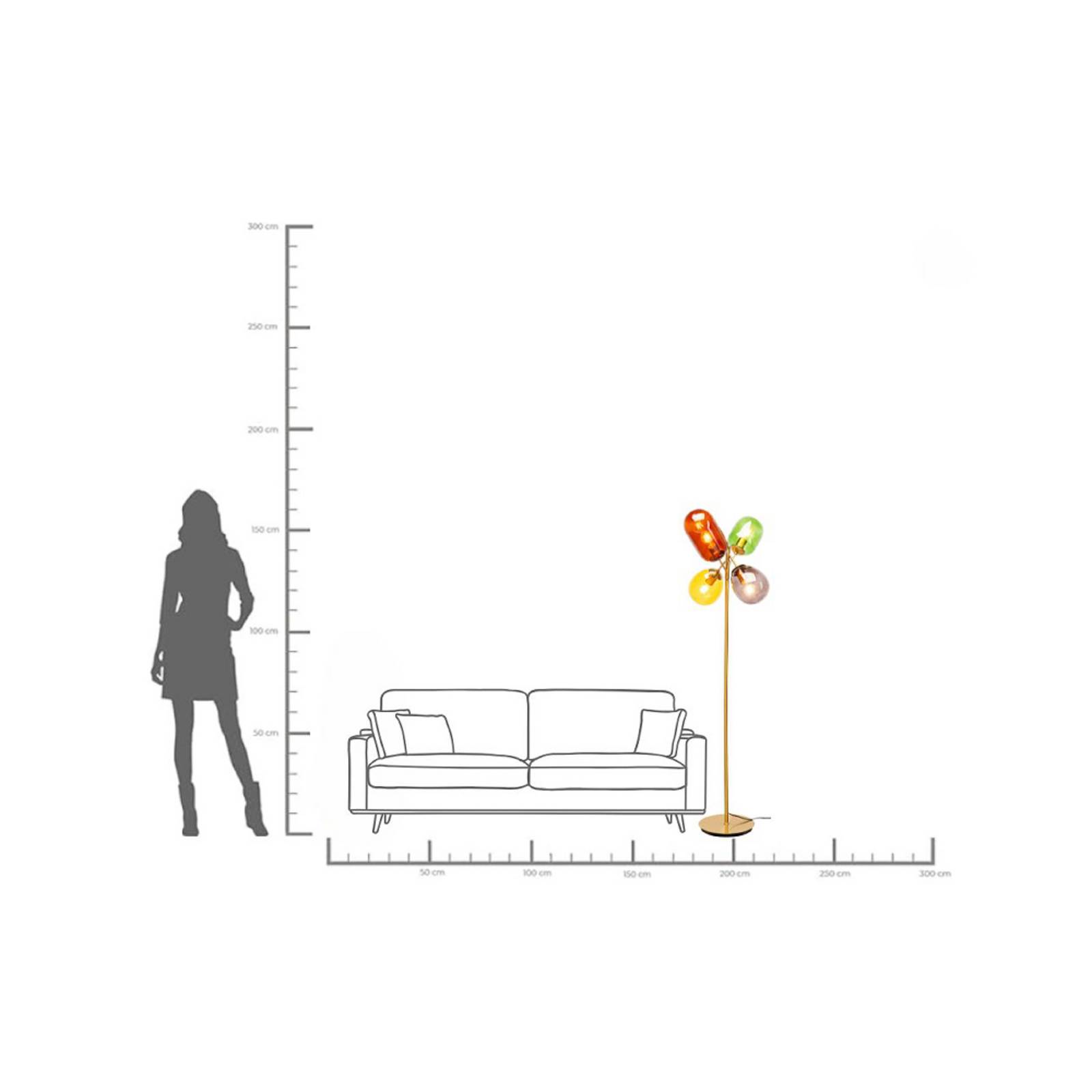 KARE Stehleuchte Balloon Dance, mehrfarbig, Glas, 160cm, E27 günstig online kaufen