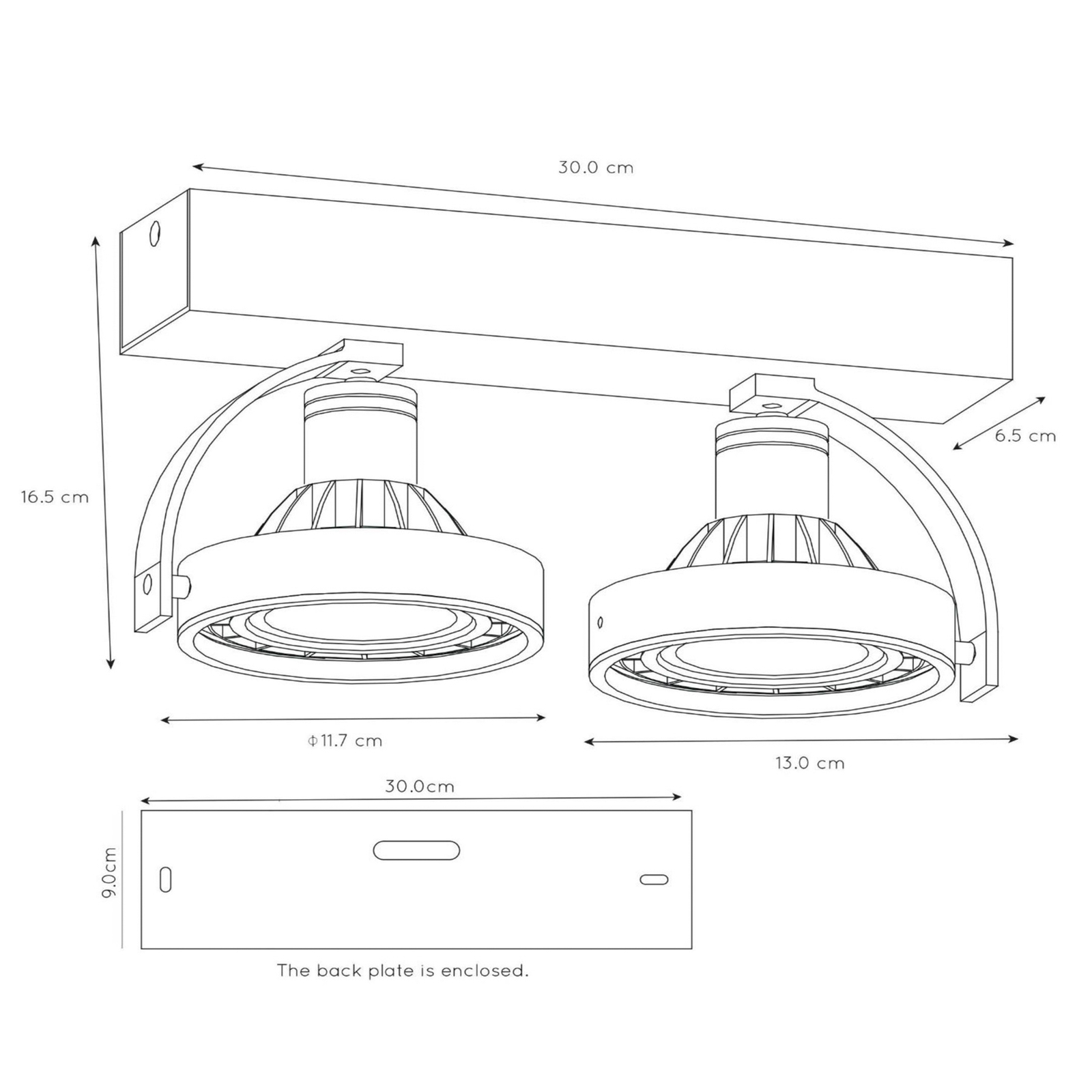 Dime LED downlight Dorian 2-bulb, dimmable to warm