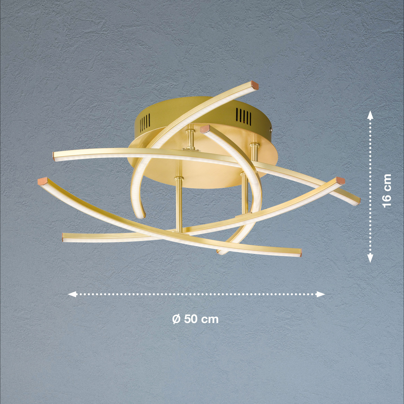 LED-taklampa Cross Tunable Vit, 5-fl, mässing