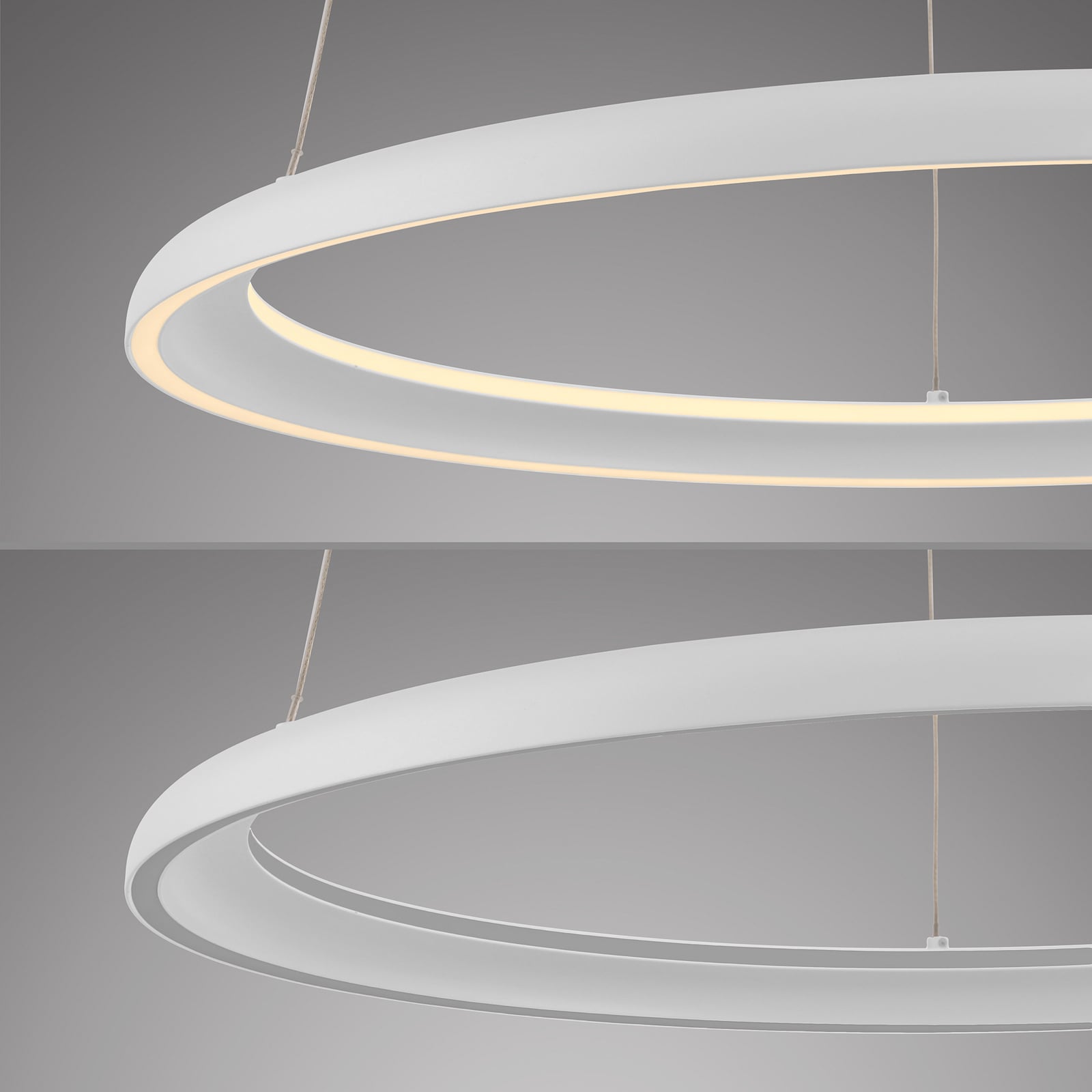 LED viseća svjetiljka QUILLO, bijela, Ø 60 cm, metal, s prigušivačem