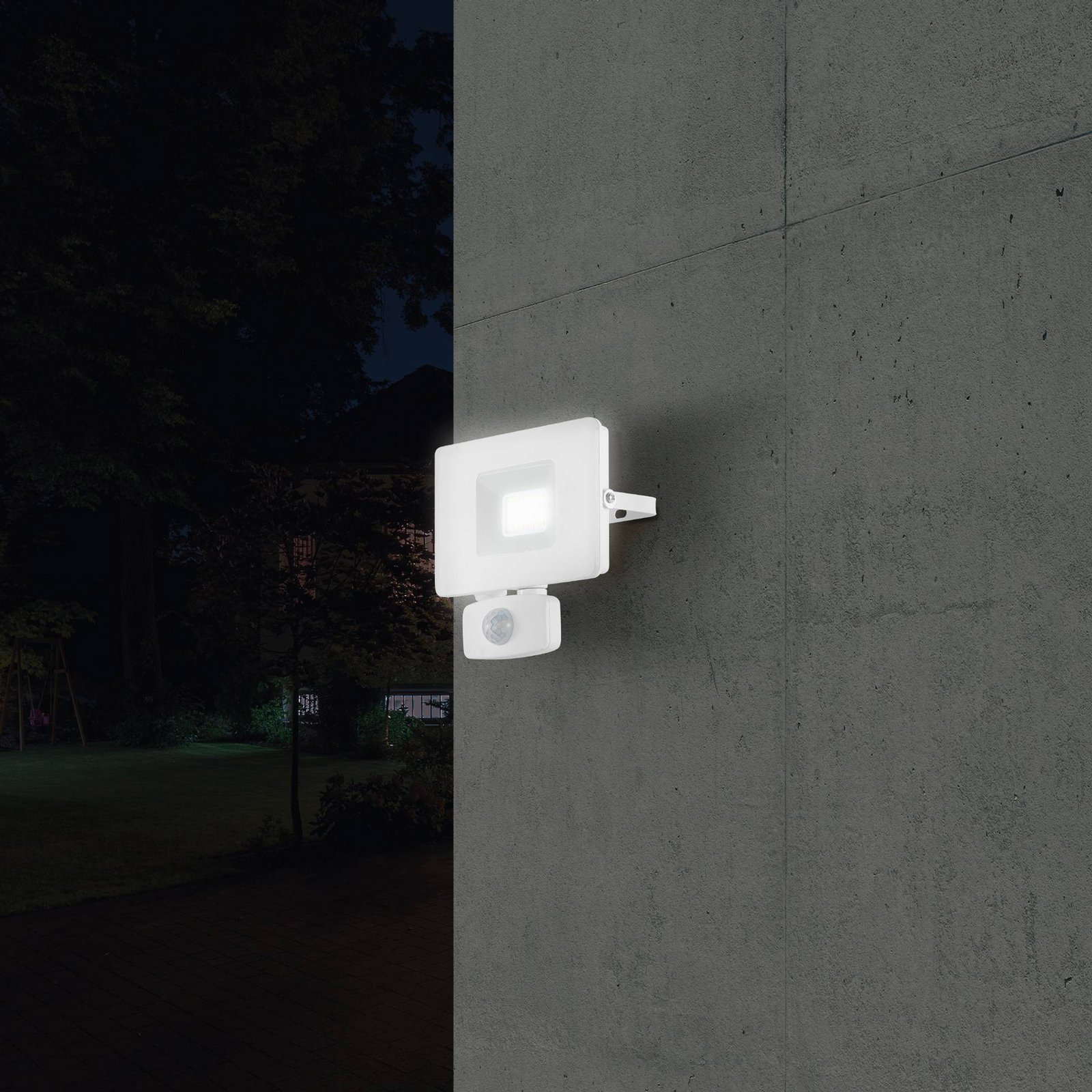 Foco de exterior LED Faedo 3, sensor, blanco, 20W