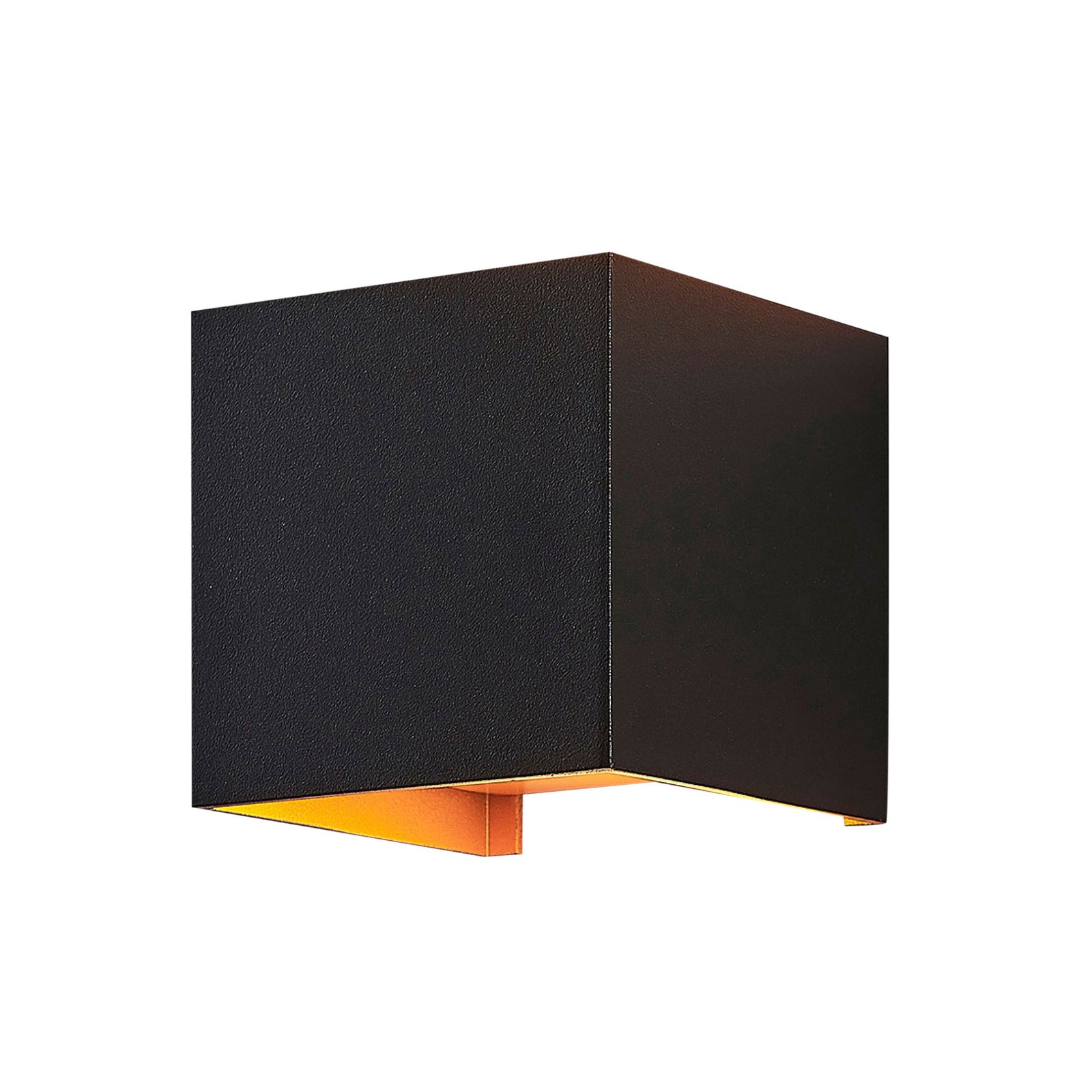 Zuzana angular wall lamp, black/gold, set of 2
