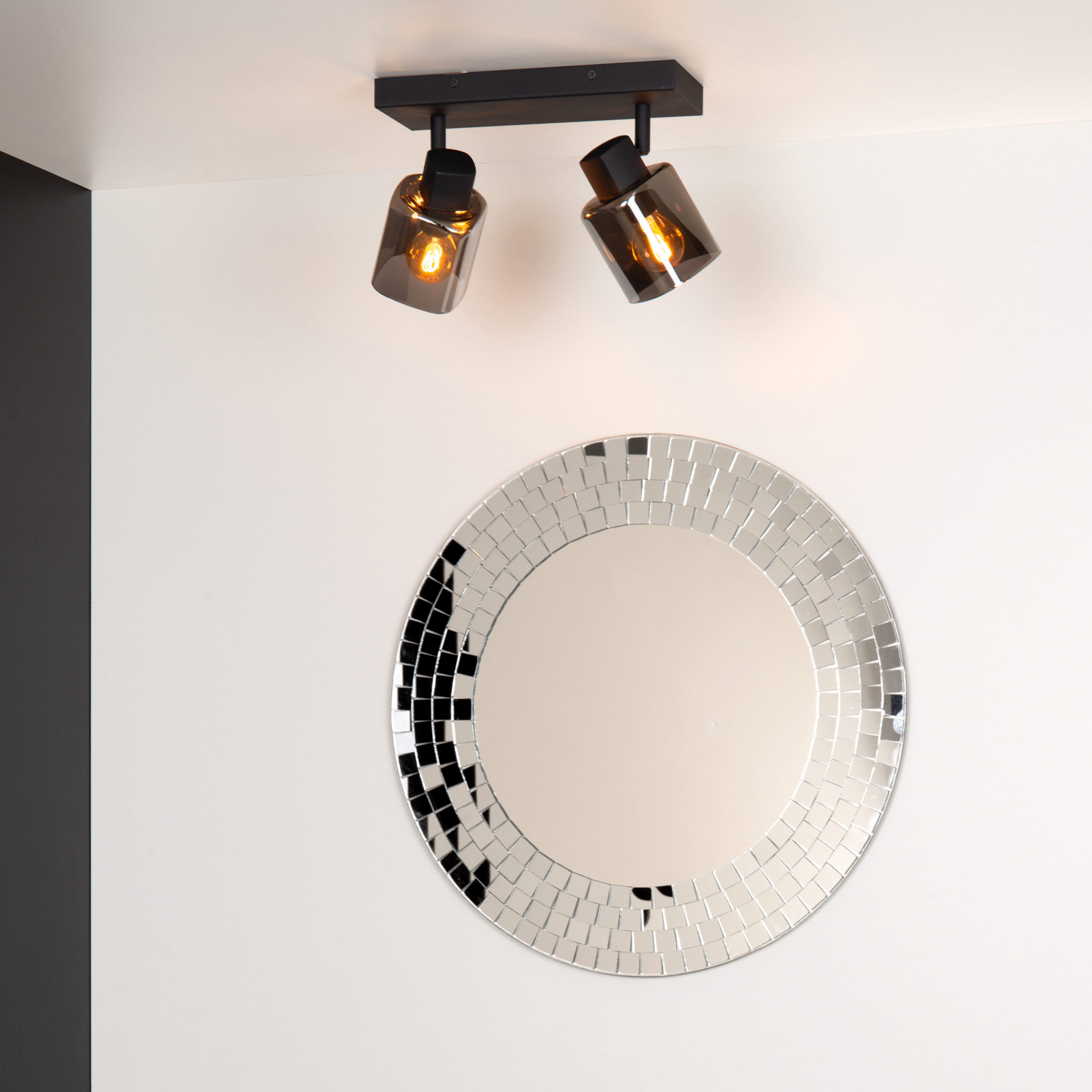 Spot pour plafond Alion abat-jour verre, 2 lampes