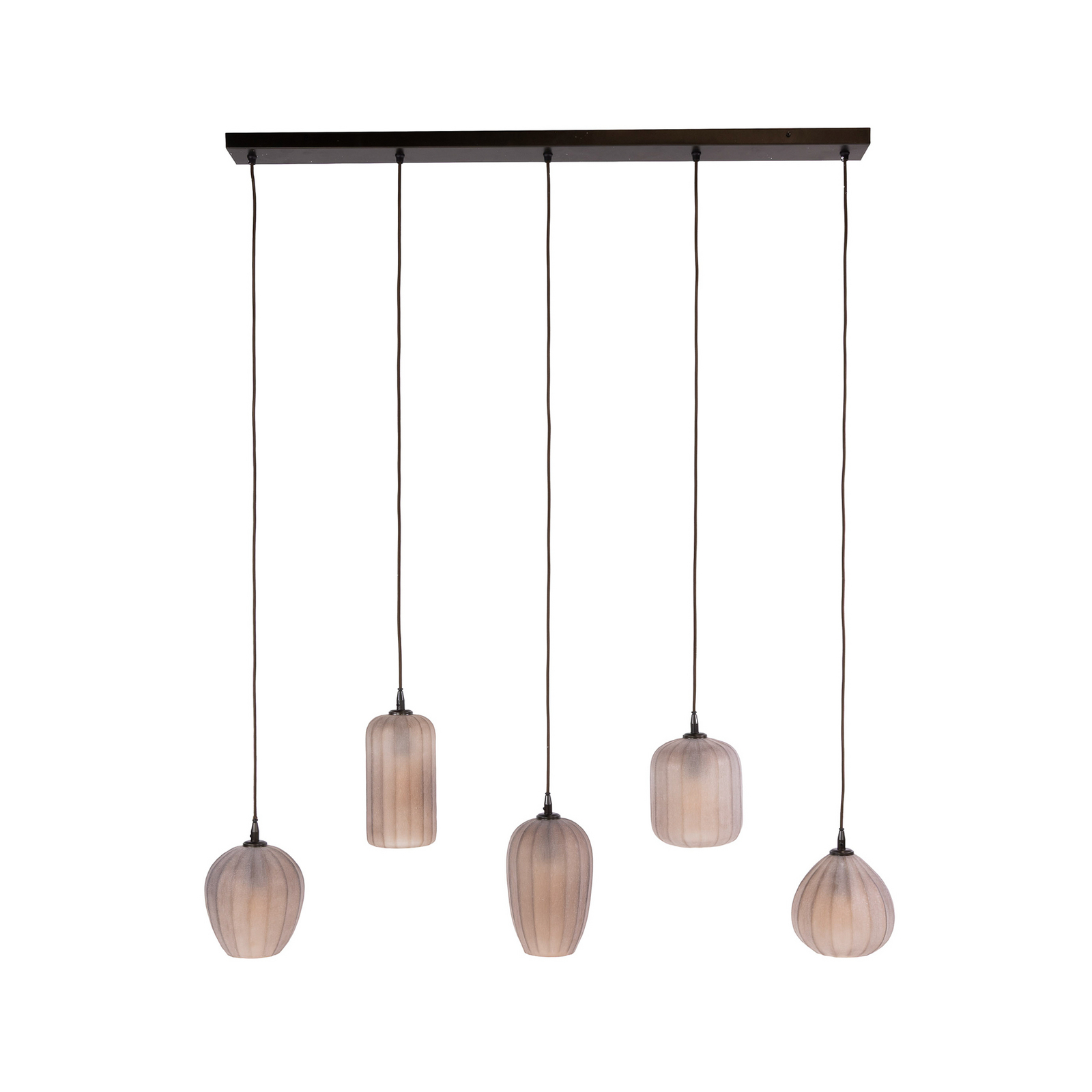 Pendelleuchte Altura, 5-flammig, 125cm, braun, Glas, E27, Pendelleuchte Altura, 5-flammig, 125cm, braun, Glas, E27,