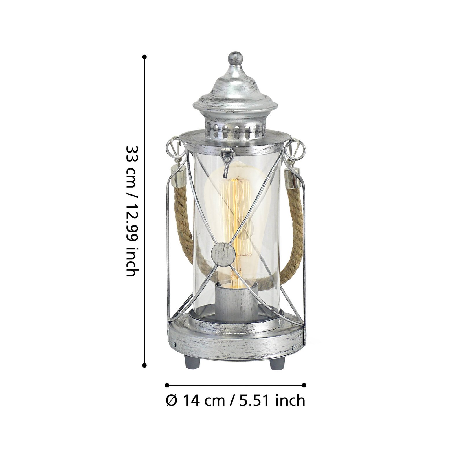 Lampe-lanterne à poser claire argent antique