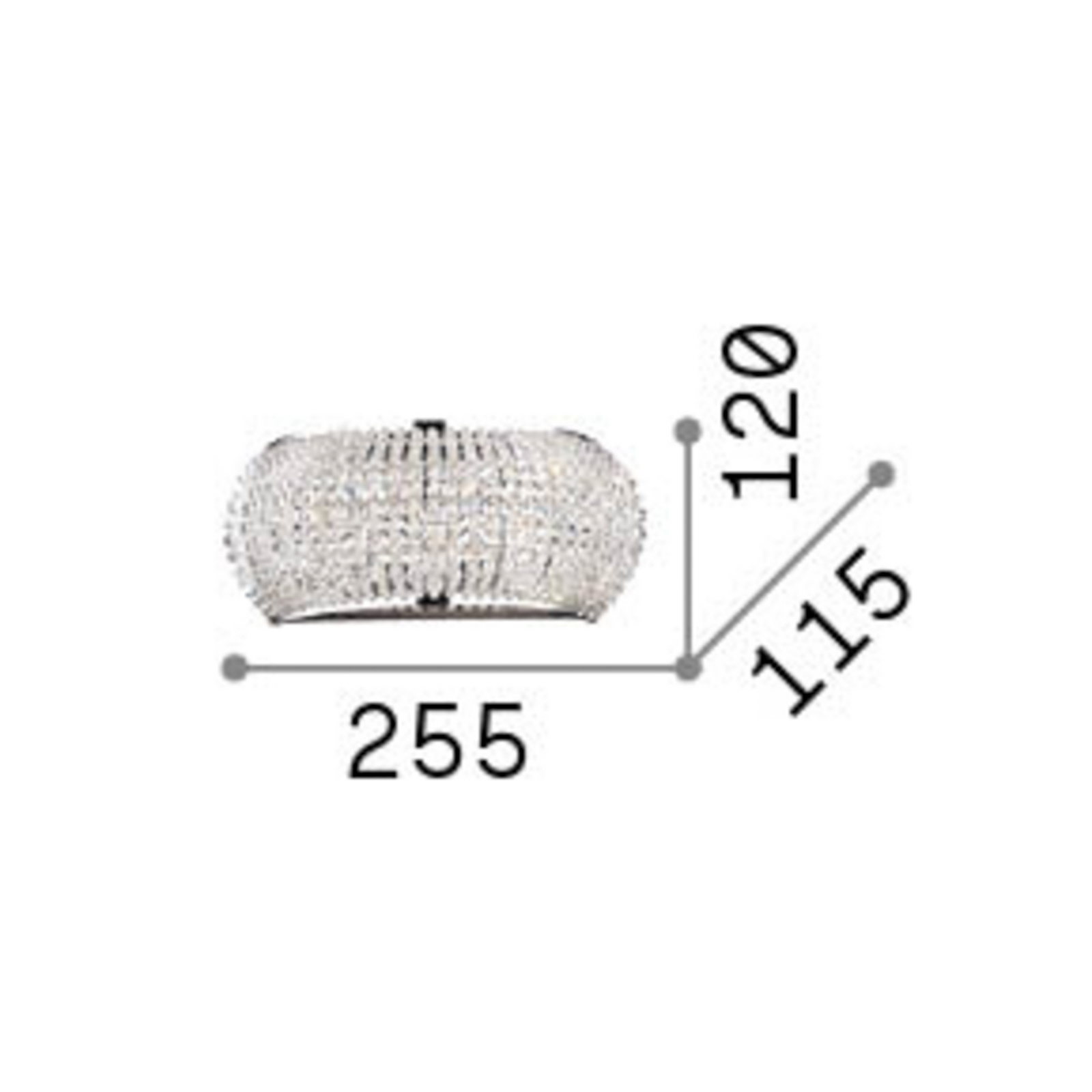 IDEAL LUX stenska svetilka Pasha, širina 25 cm, zlata/prozorna