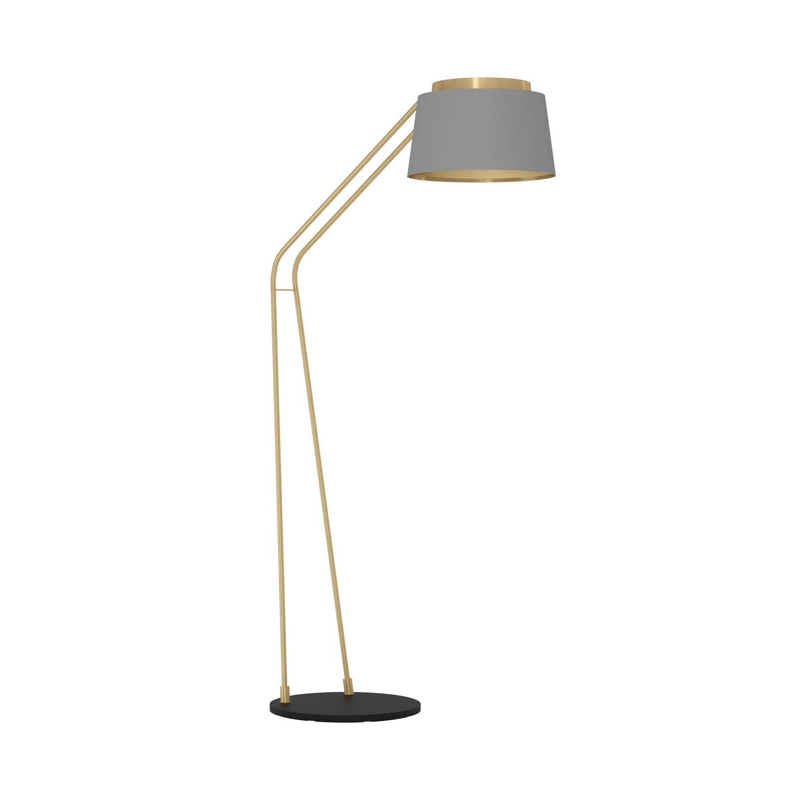 Eglo - Stehleuchte Almerimar Stehlampe im eleganten Design Standleuchte aus Metall und Textil in Schwarz Messing und Grau Leselampe Wohnzimmer