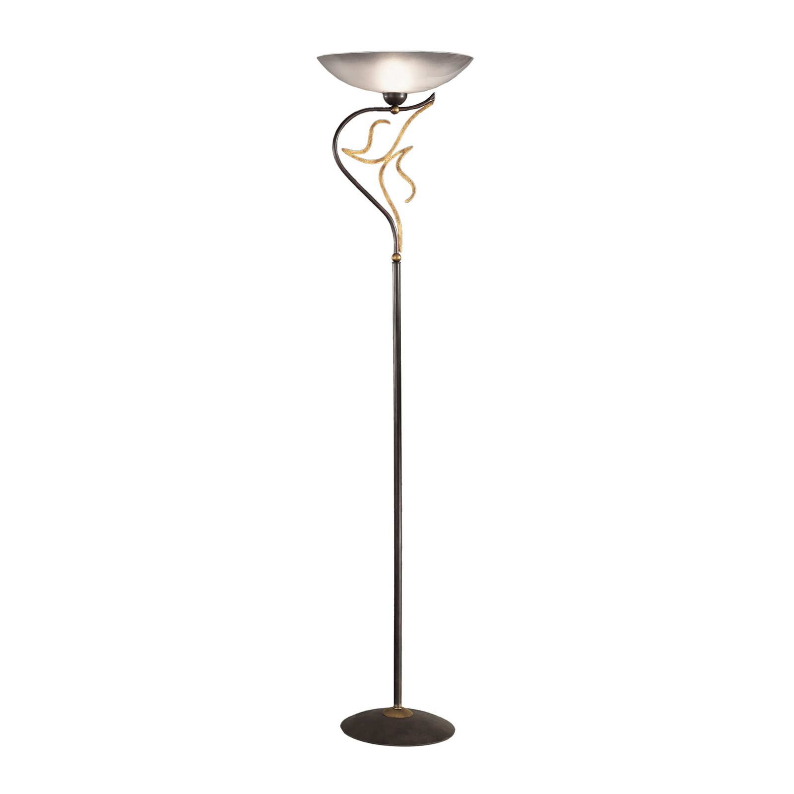 Amabile uplighter, rust gold with white glass