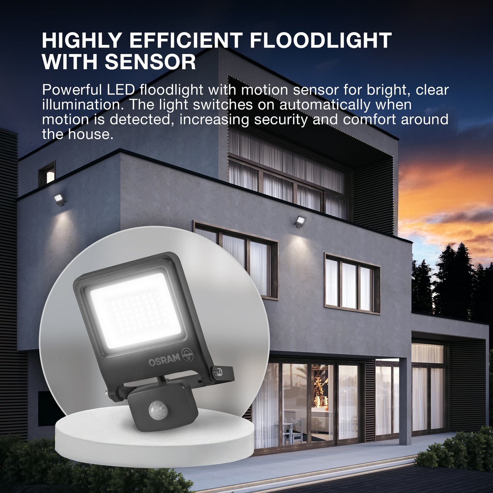 OSRAM buitenspot ENDURA FLOOD, wit, sensor 20 W 830 IP44