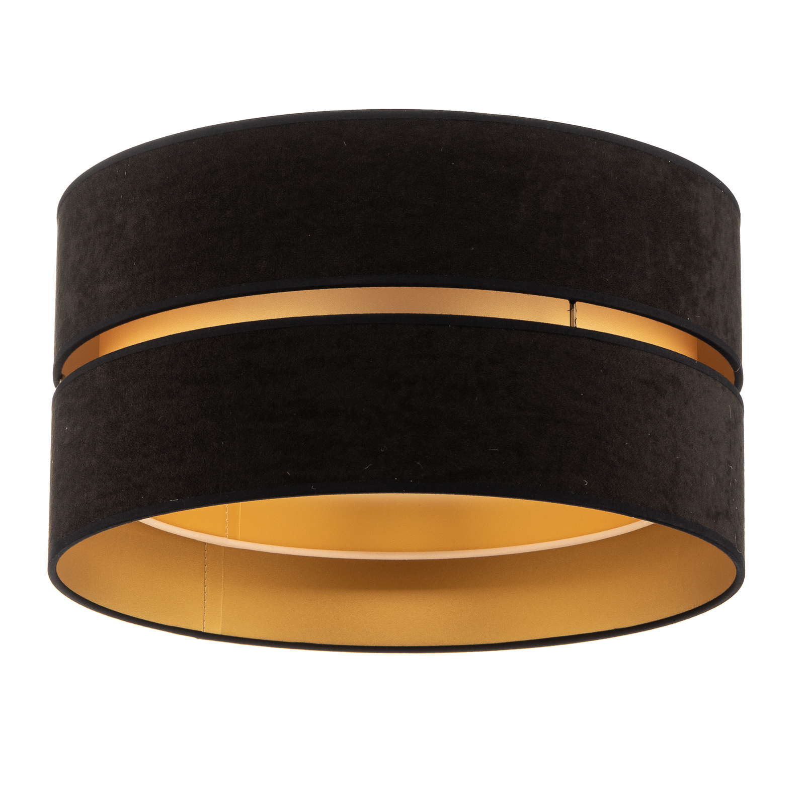 Duo ceiling light made of fabric, black/gold Ø40cm Lights.co.uk
