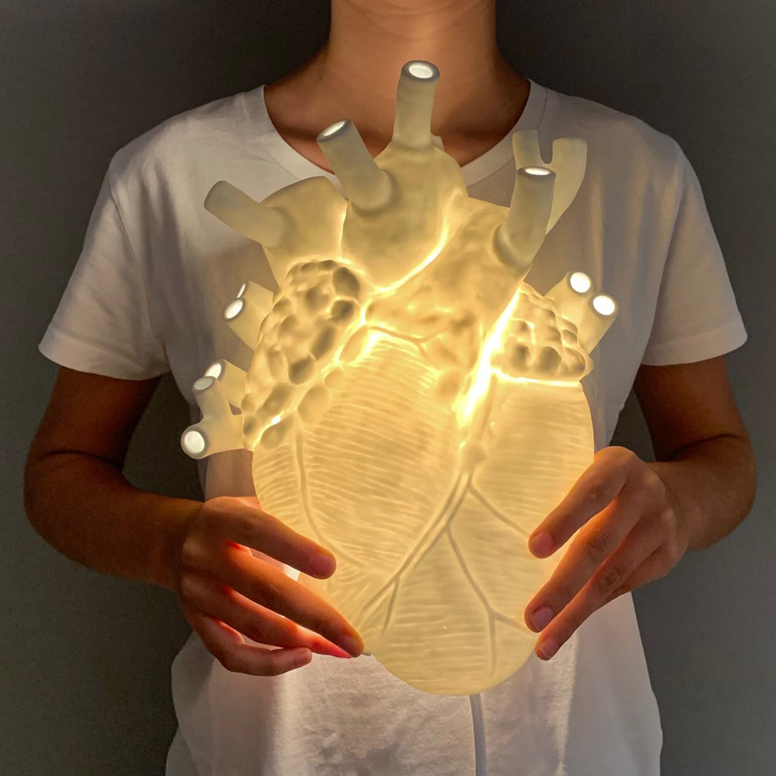 LED wandlamp Heart Lamp van porselein, wit
