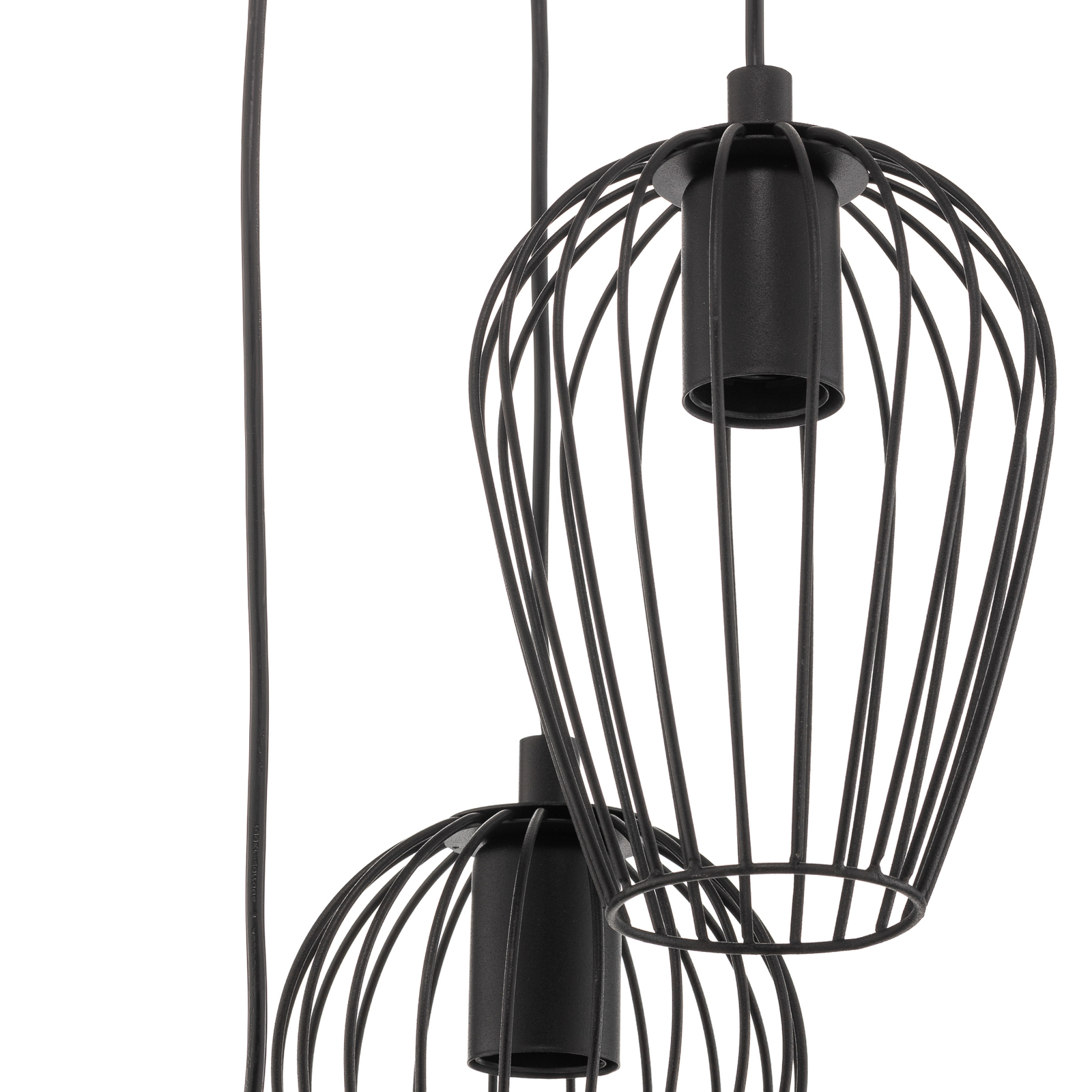 Newtown hanging light, black, 3-bulb, round