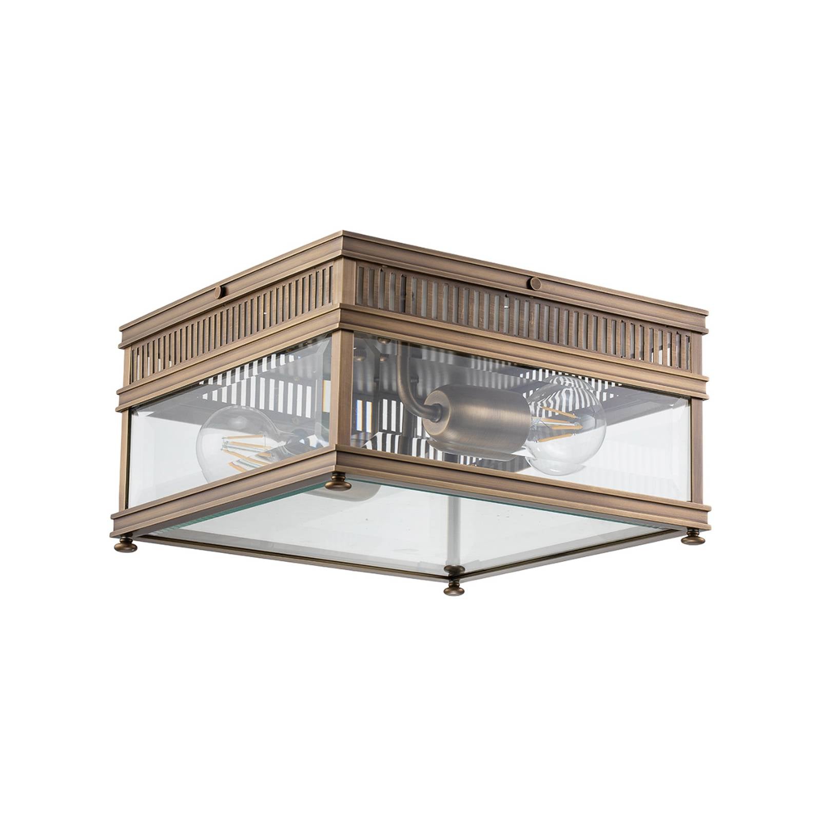 Lighting holborn-f-db Deckenleuchte holborn E27 2x60W IP44 Solides Messing Dunkle Bronze Glas klar H165cm L30cm B30cm dimmbar - Elstead