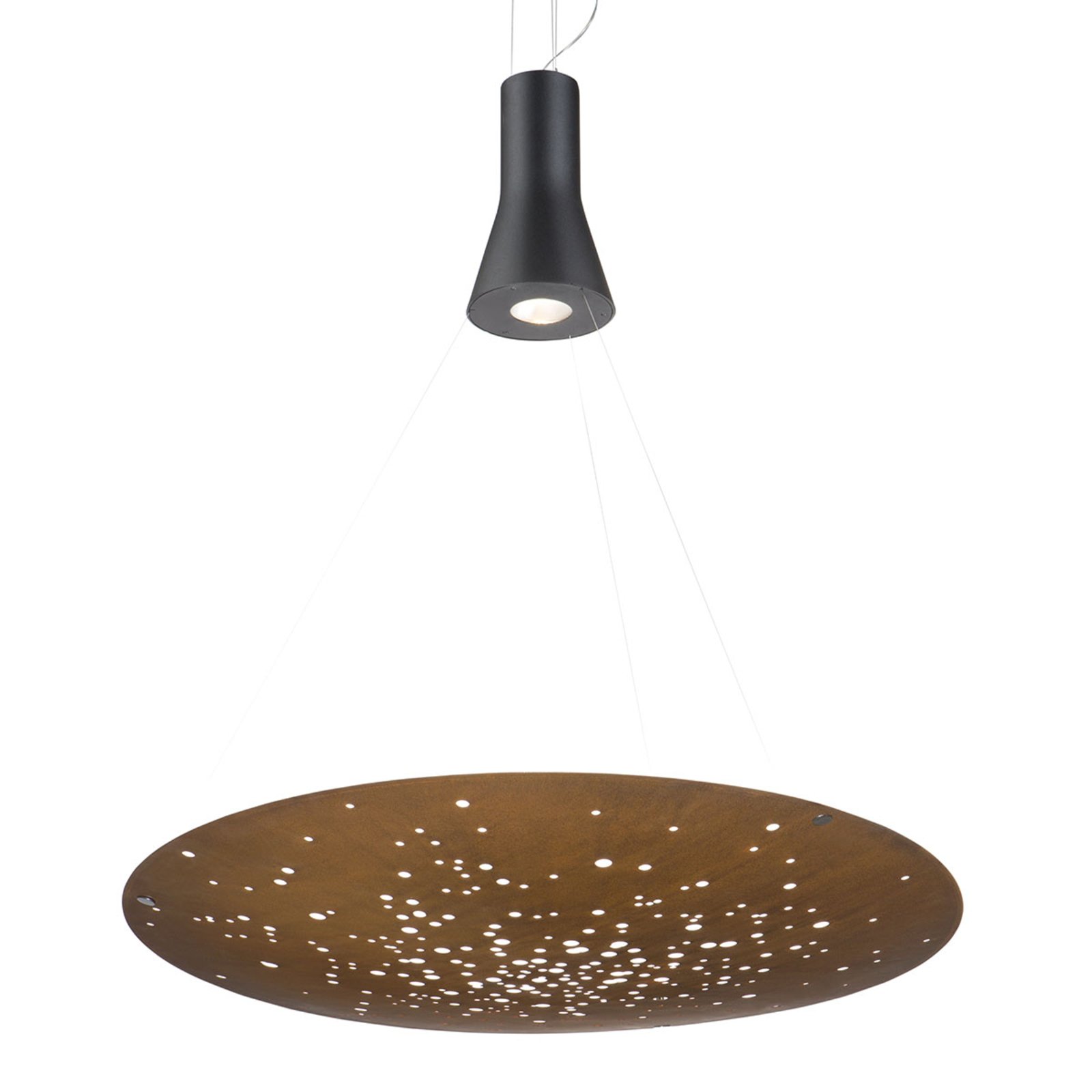 Fabbian Lens LED hanging light Ø 90 cm rust