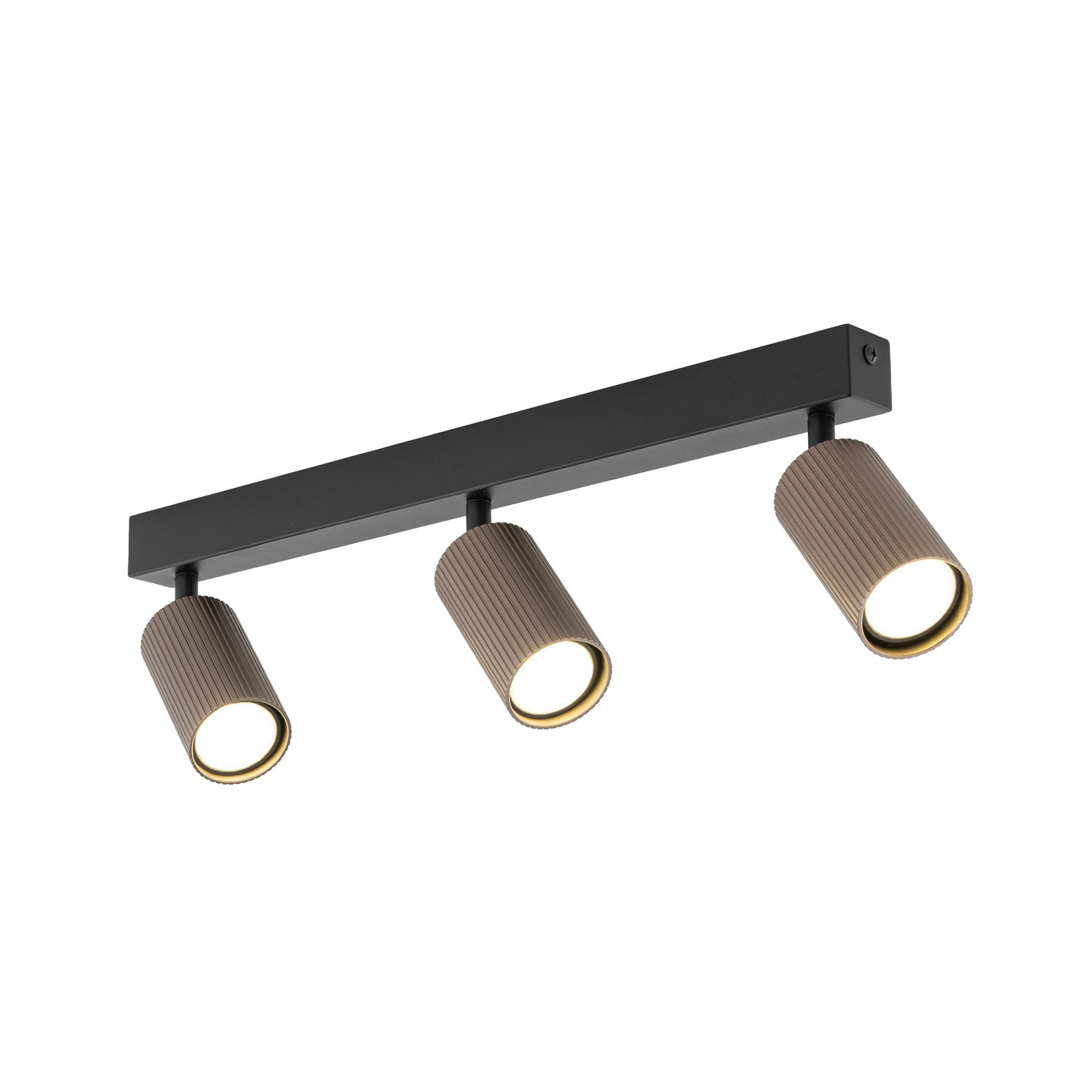Spot pour plafond Tune, à 3 lampes, marron, métal, longueur 66 cm Spot pour plafond Tune, à 3 lampes, marron, métal, longueur 66 cm