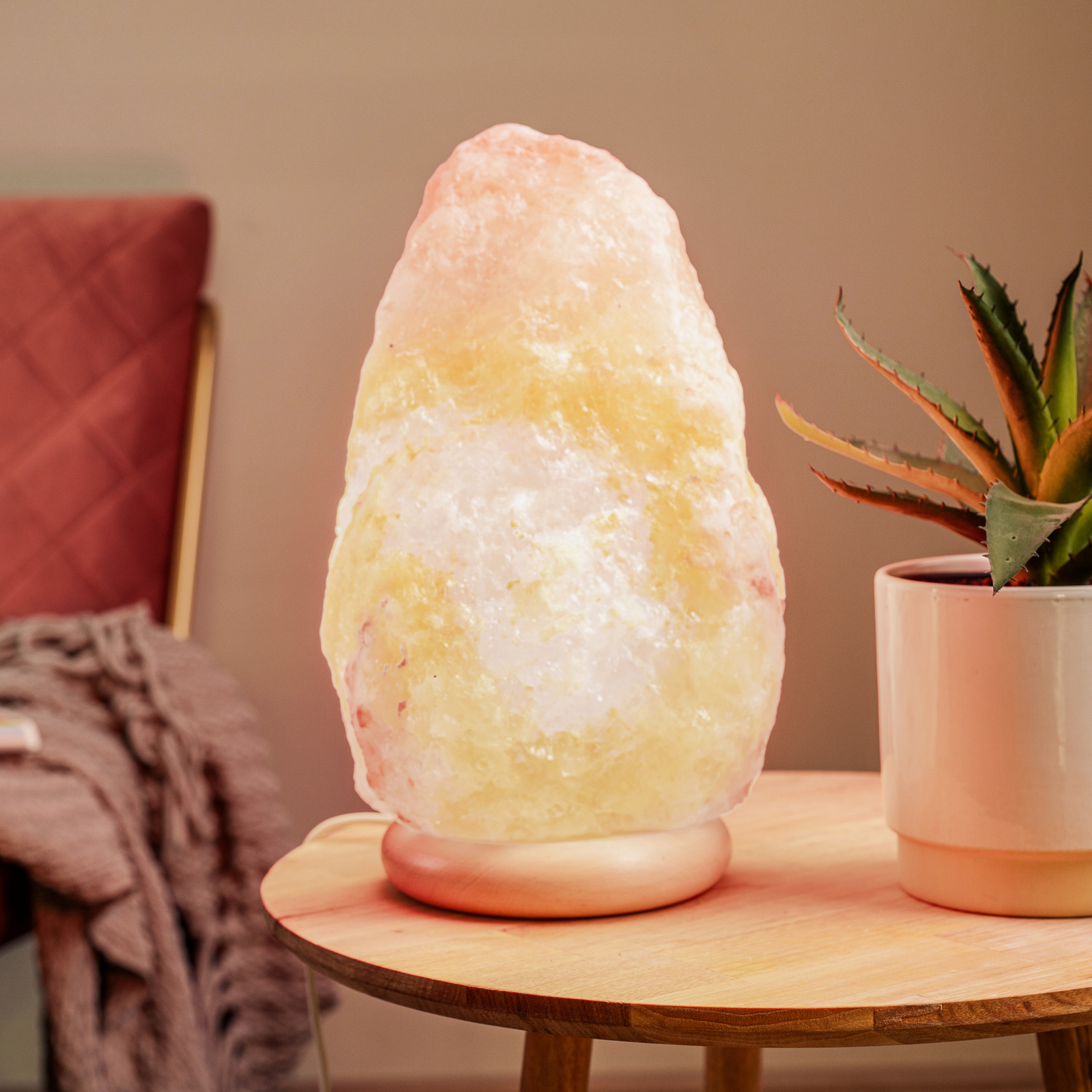 Envostar Harmony salt lamp Natur with wooden base