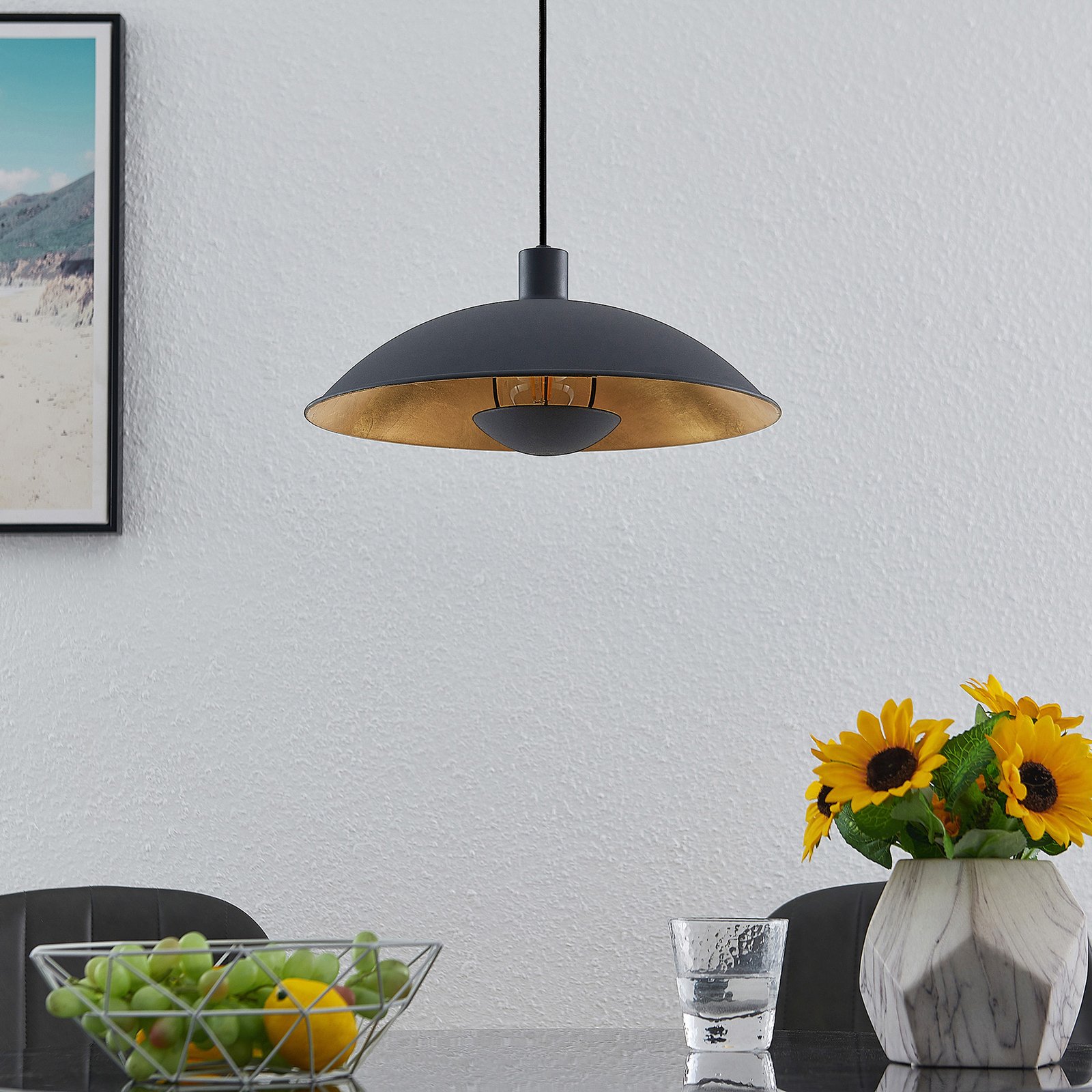 Narisara Pendelleuchte Ø40 Black/Gold - Lindby