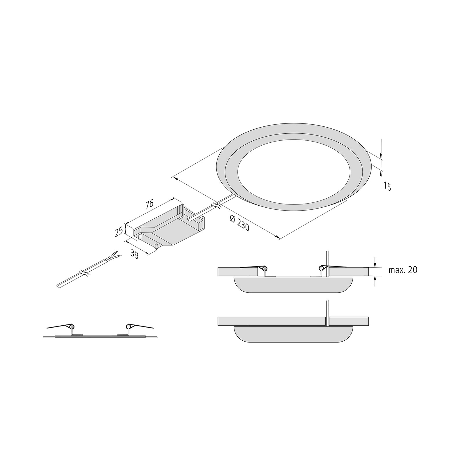 LED-Leuchte FR 65/205 zum An- oder Einbau