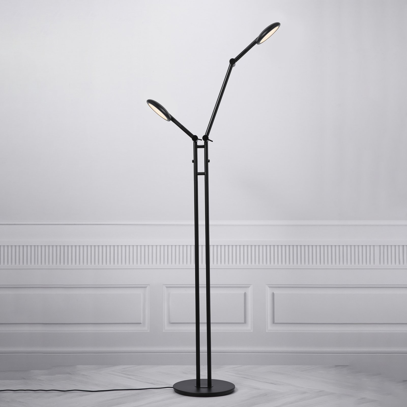 Bend LED floor lamp with touch dimmer, 2-bulb