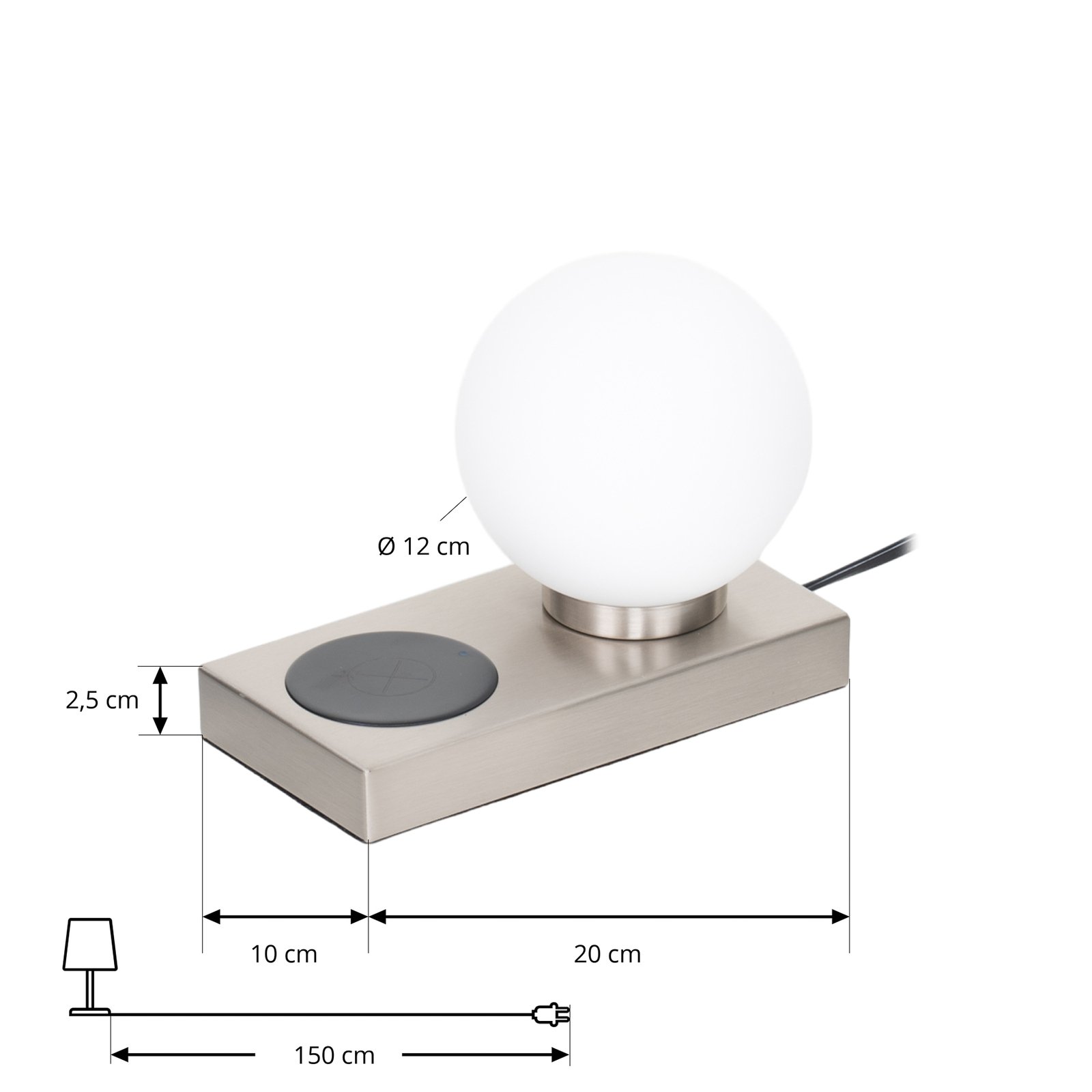 Lindby Junis table lamp, nickel, charging function
